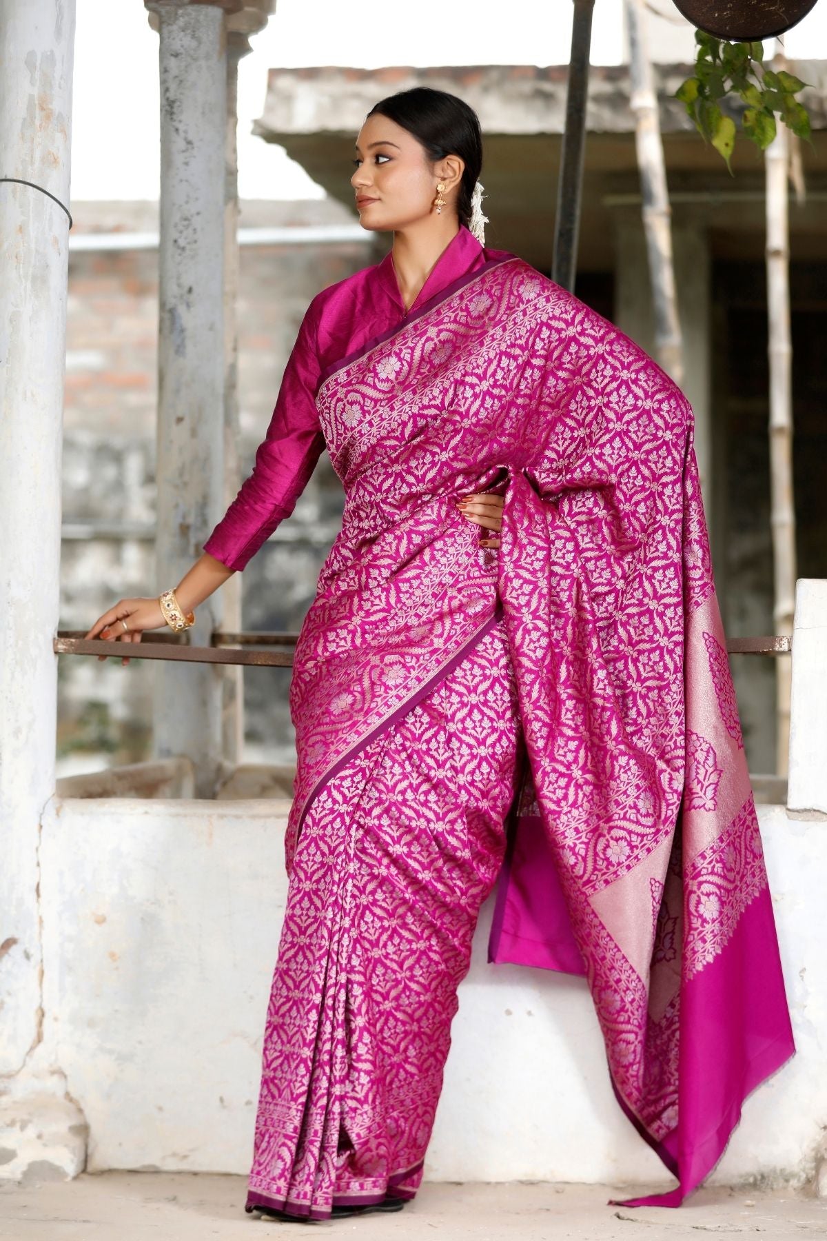 Purple Blended Iktara Silk Saree