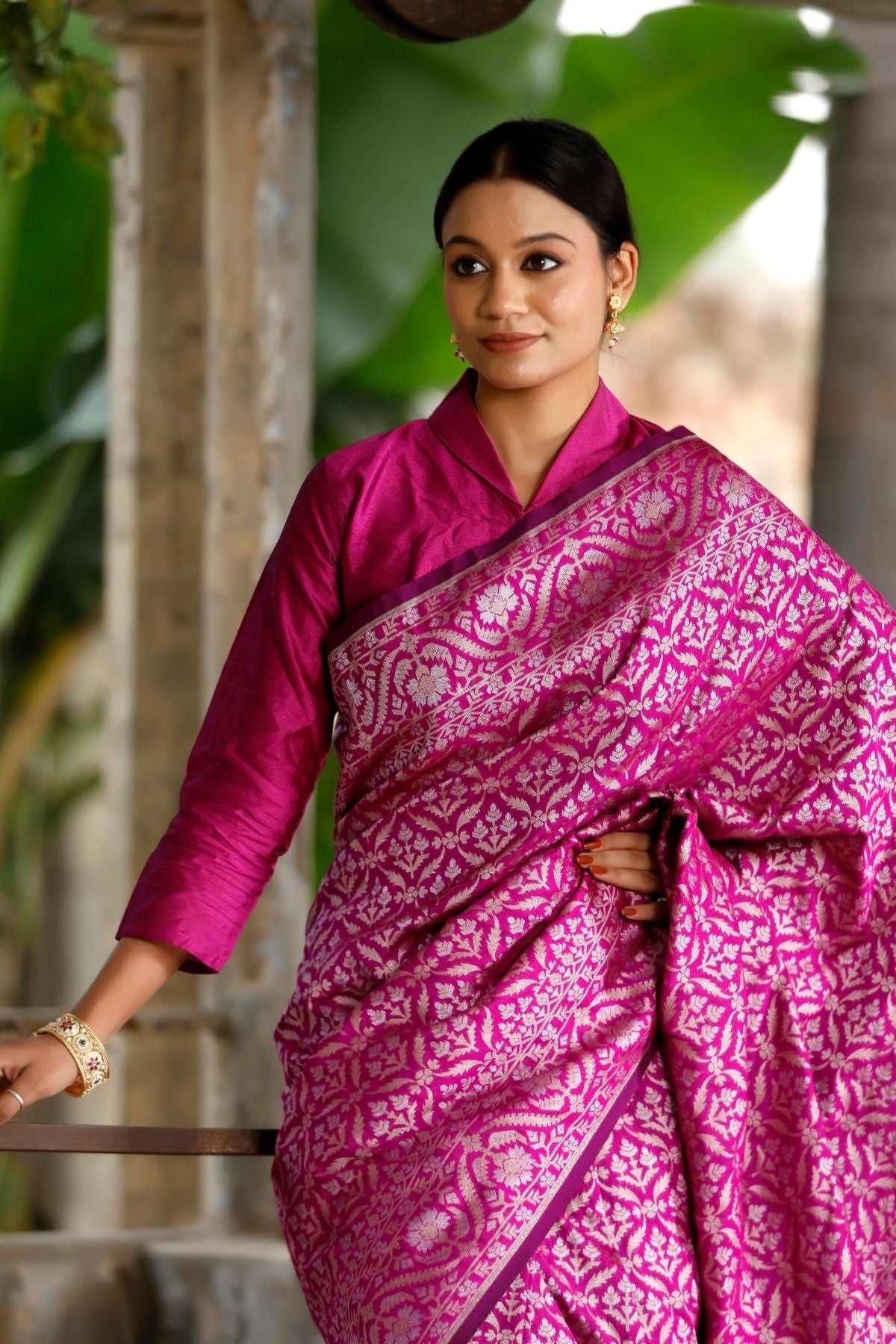 Purple Blended Iktara Silk Saree