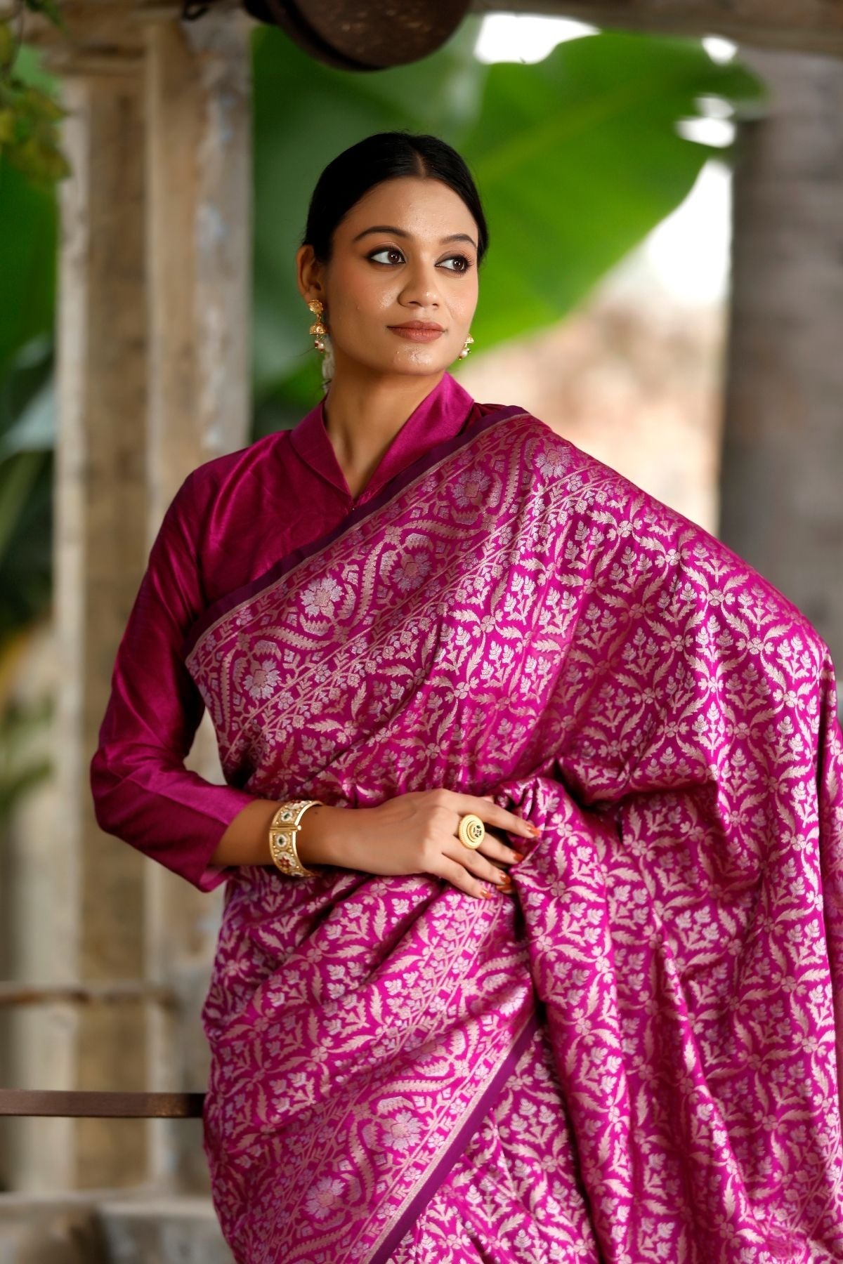 Purple Blended Iktara Silk Saree