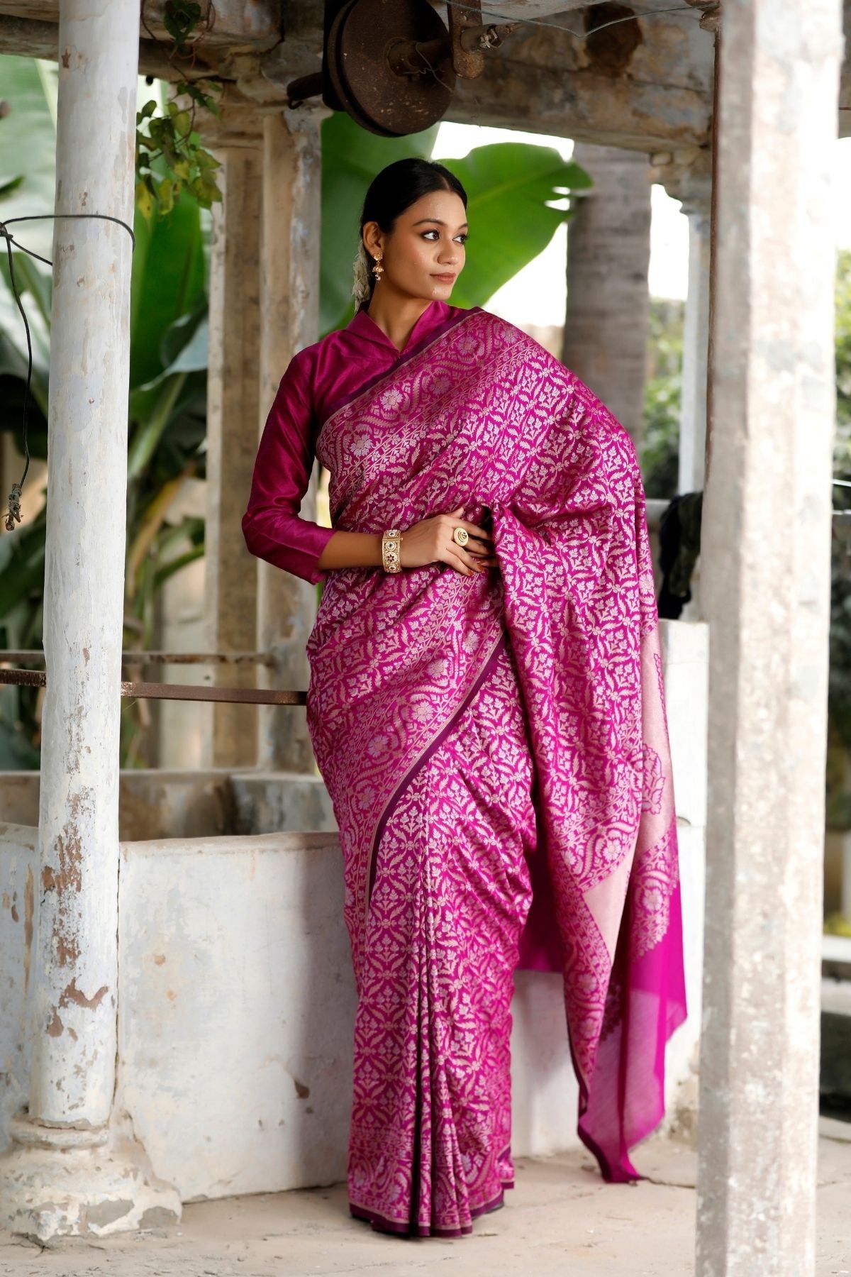 Purple Blended Iktara Silk Saree