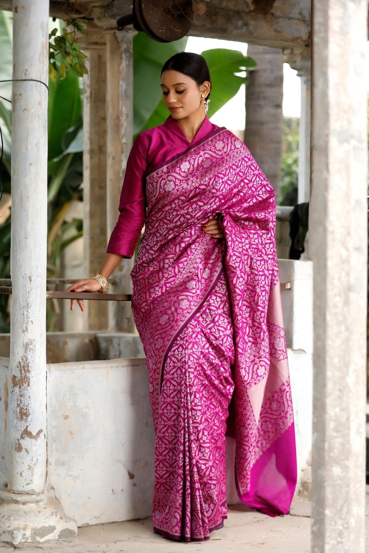Purple Blended Iktara Silk Saree