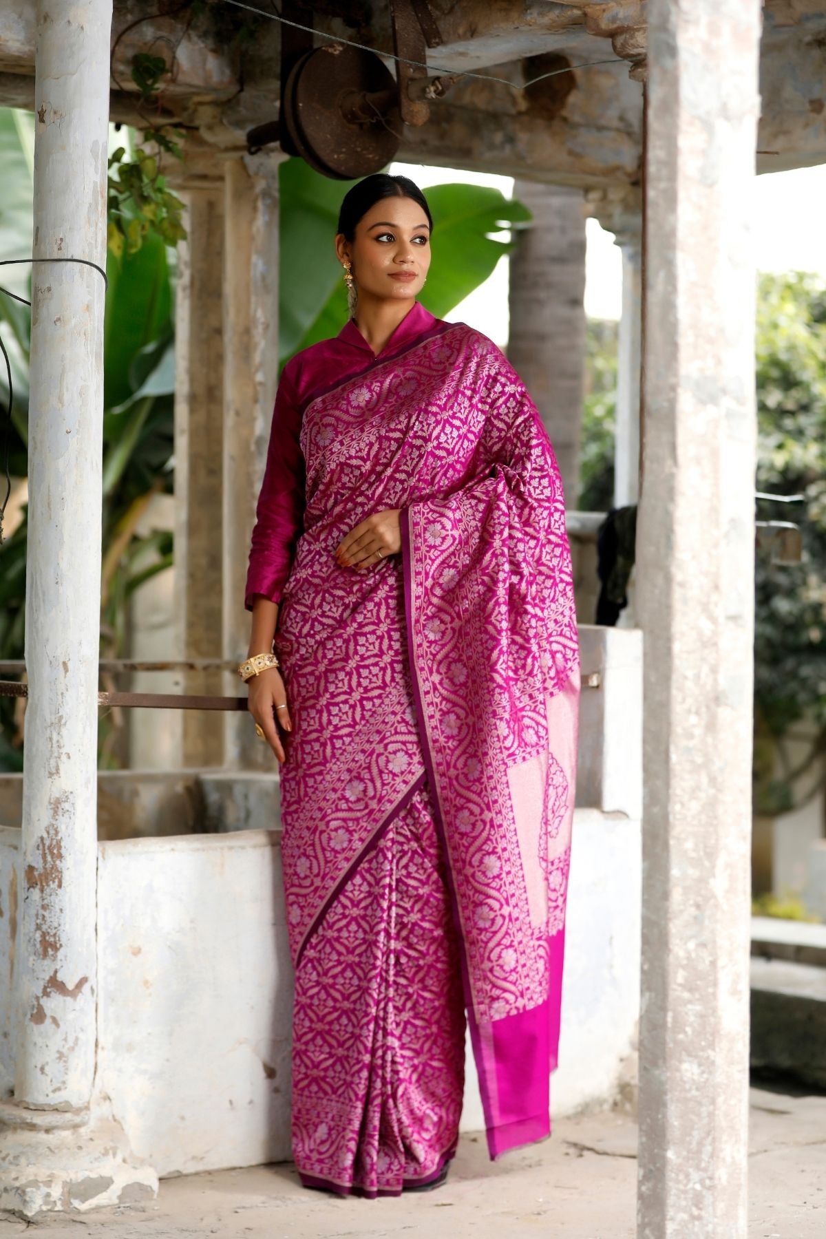 Purple Blended Iktara Silk Saree