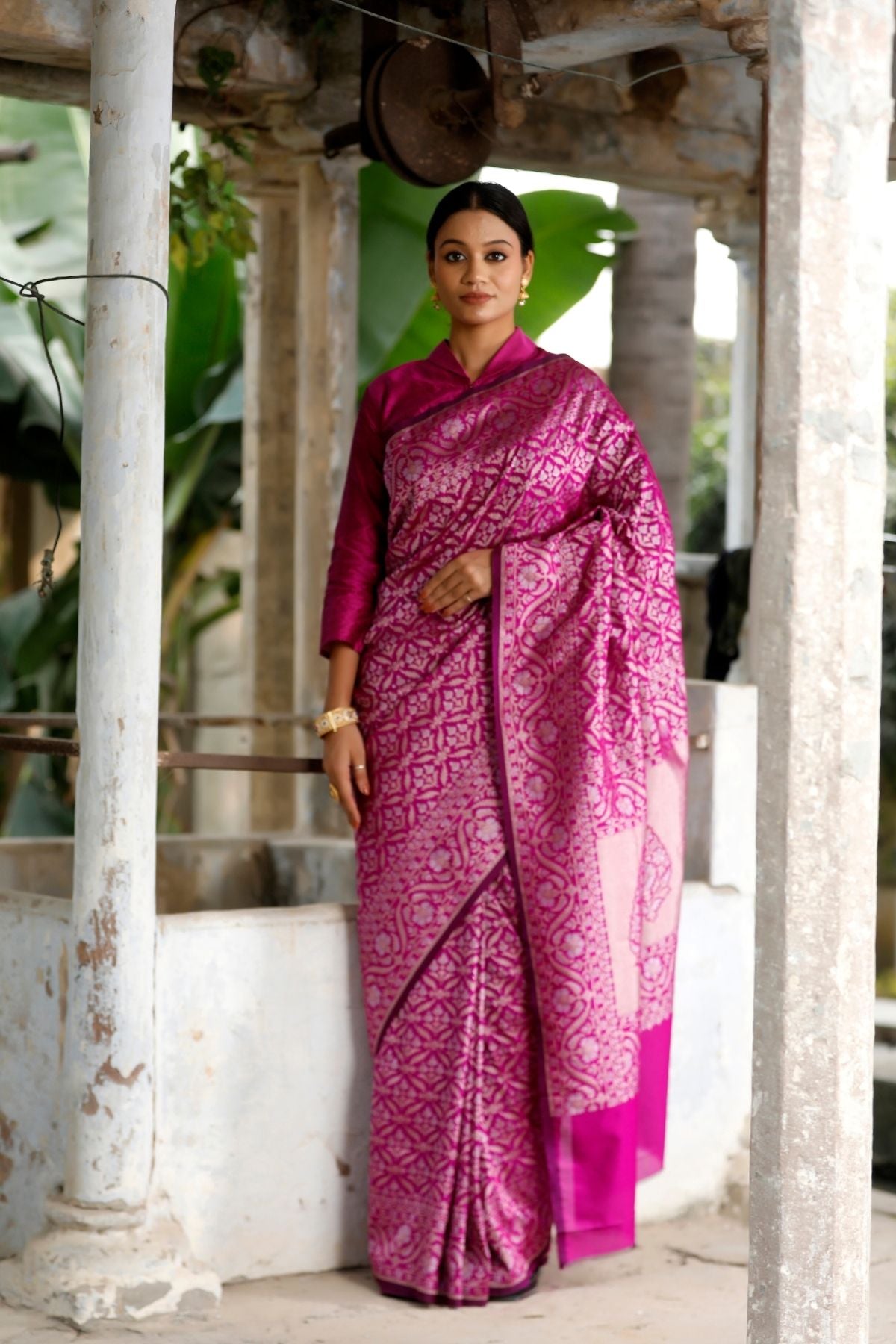 Purple Blended Iktara Silk Saree