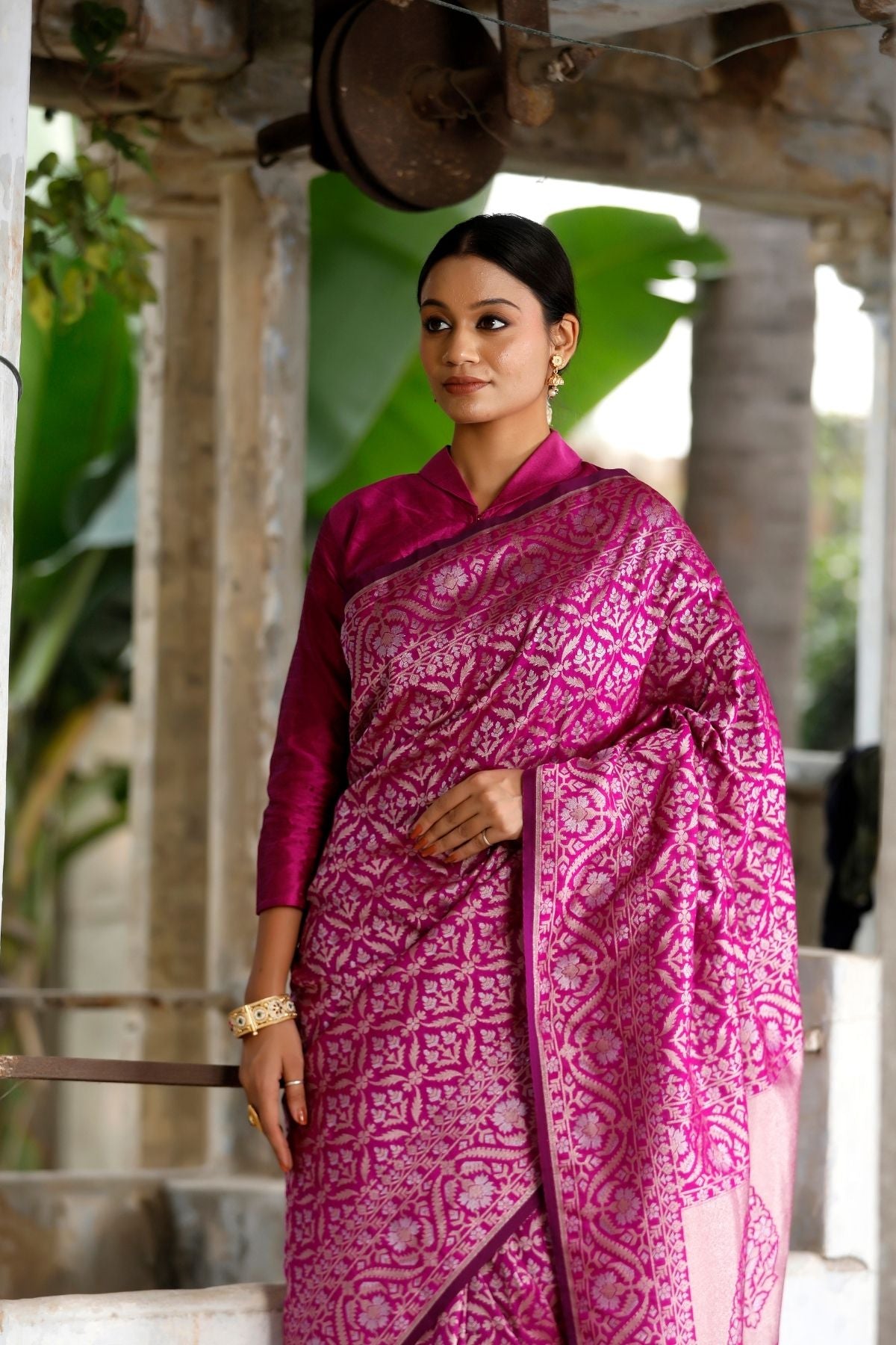 Purple Blended Iktara Silk Saree