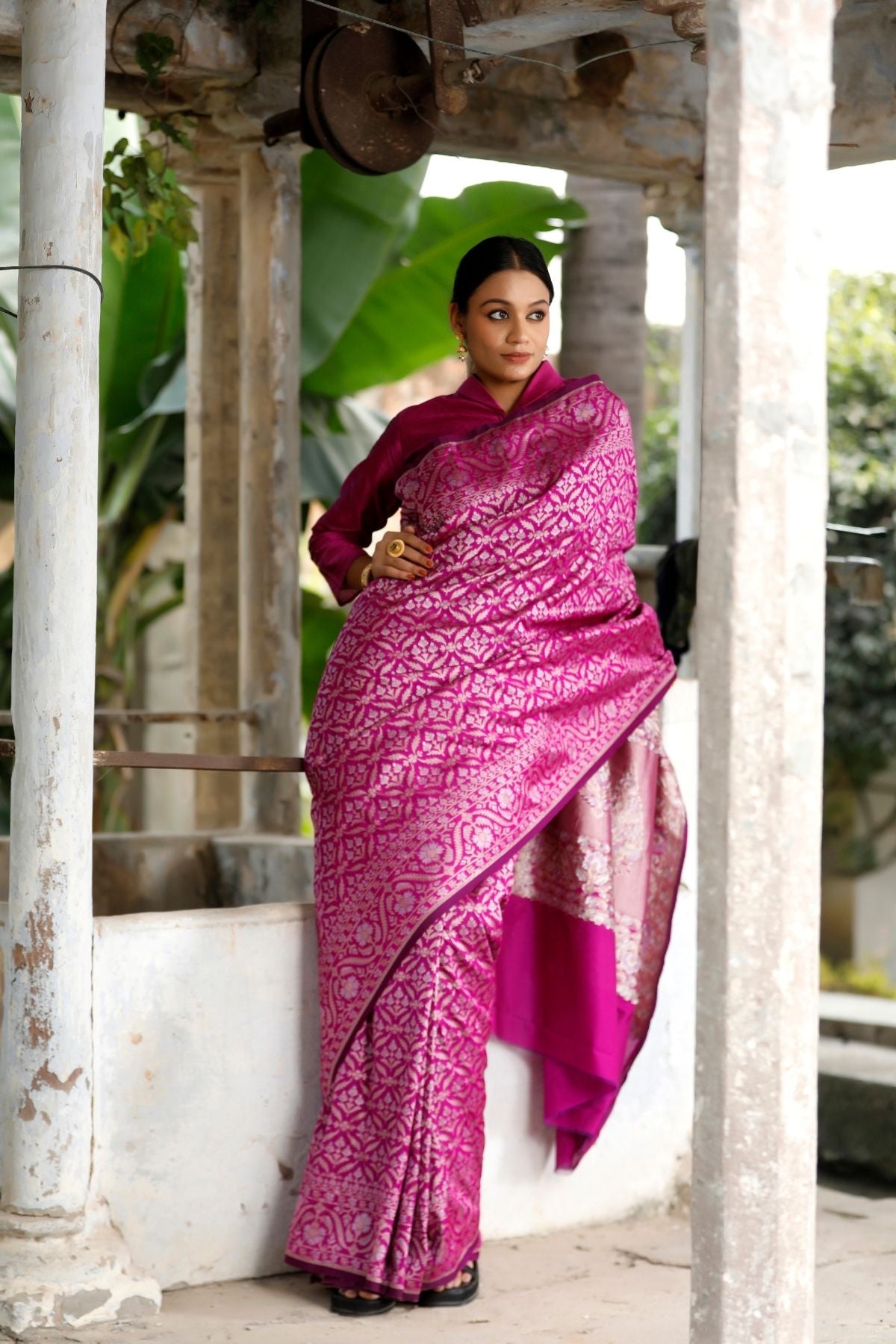 Purple Blended Iktara Silk Saree