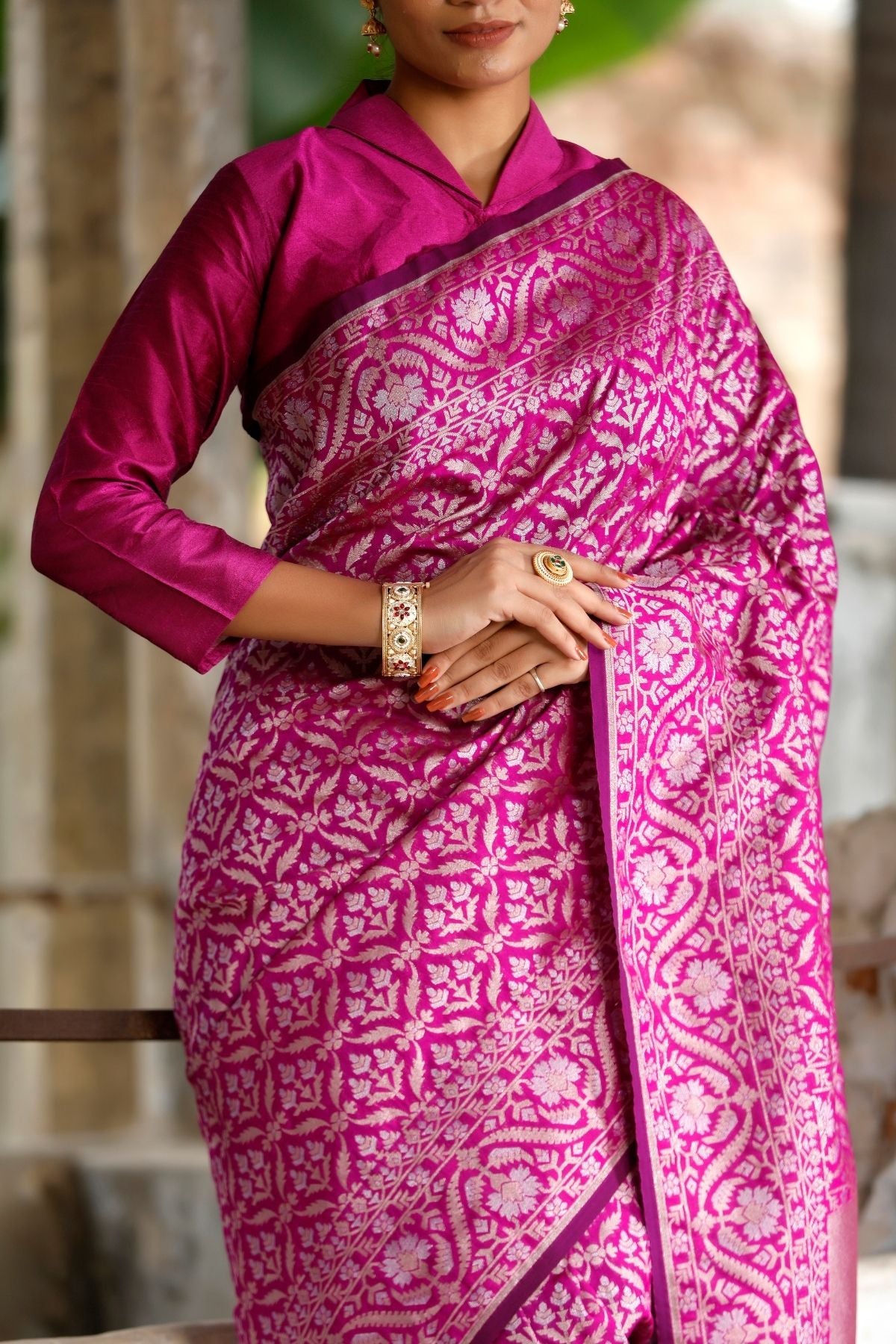 Purple Blended Iktara Silk Saree