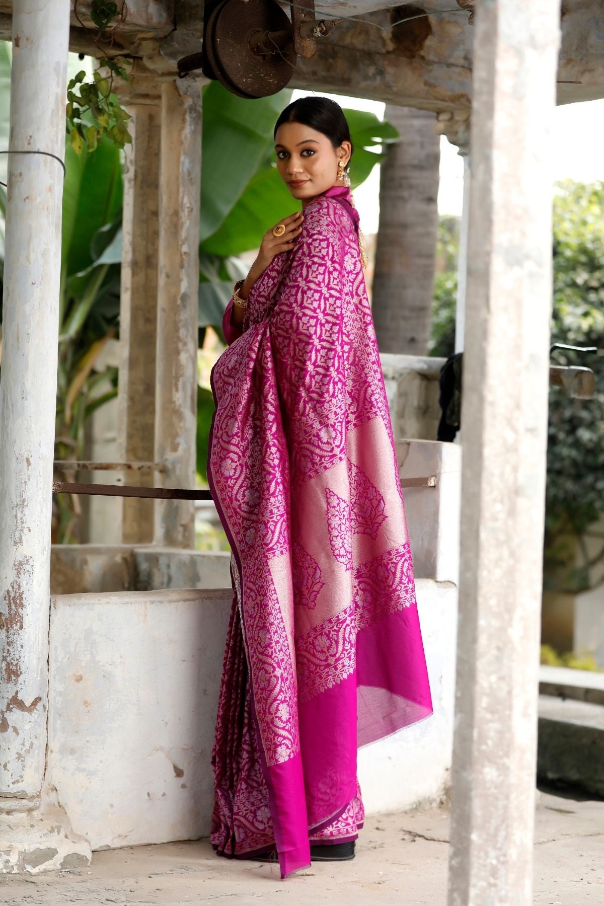 Purple Blended Iktara Silk Saree
