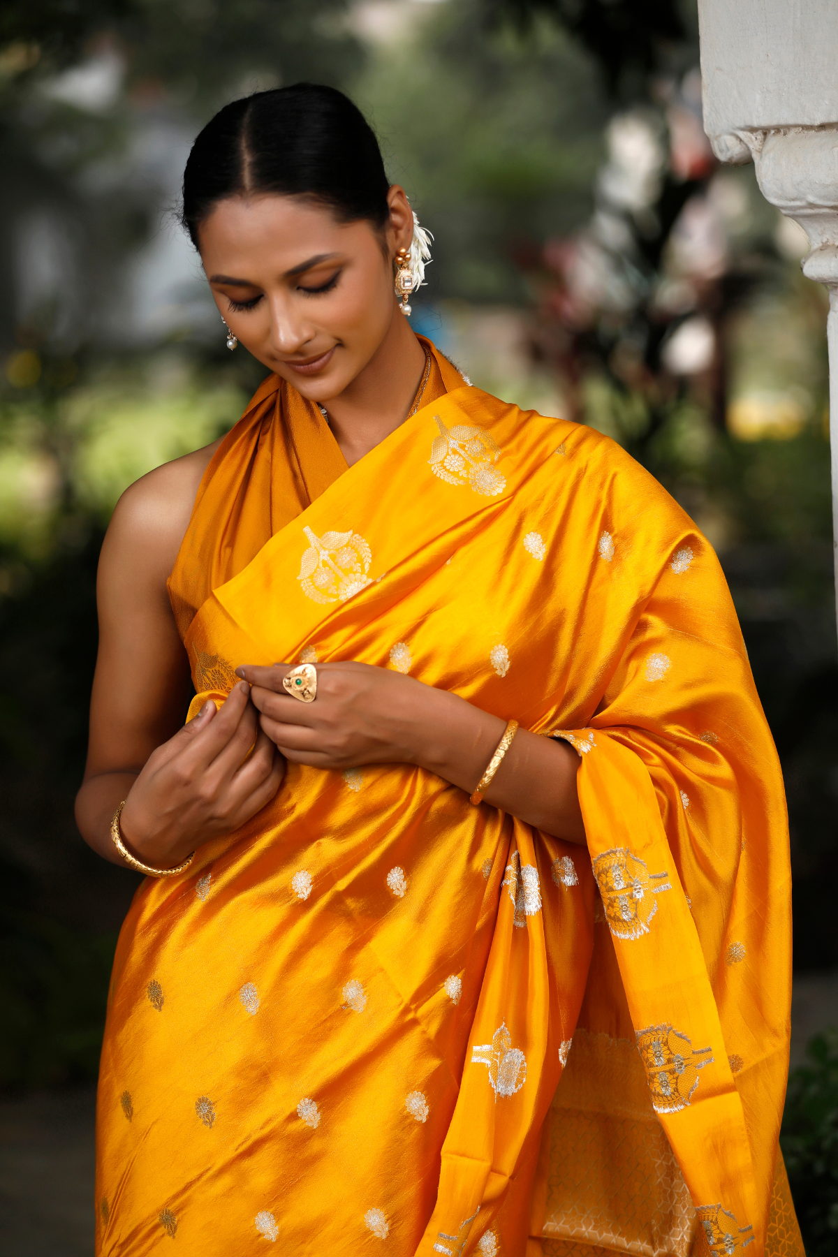 Mustard Color Mango Silk Saree