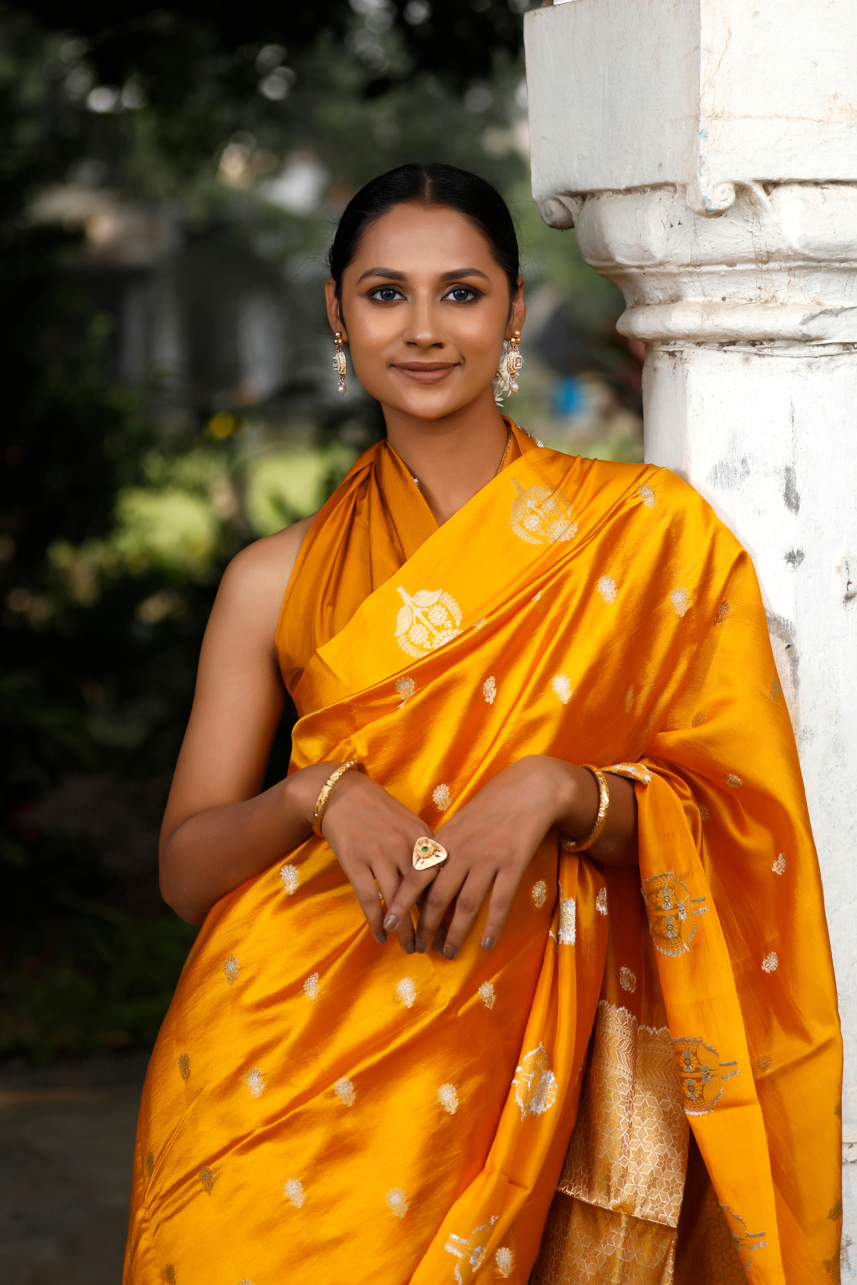 Mustard Color Mango Silk Saree