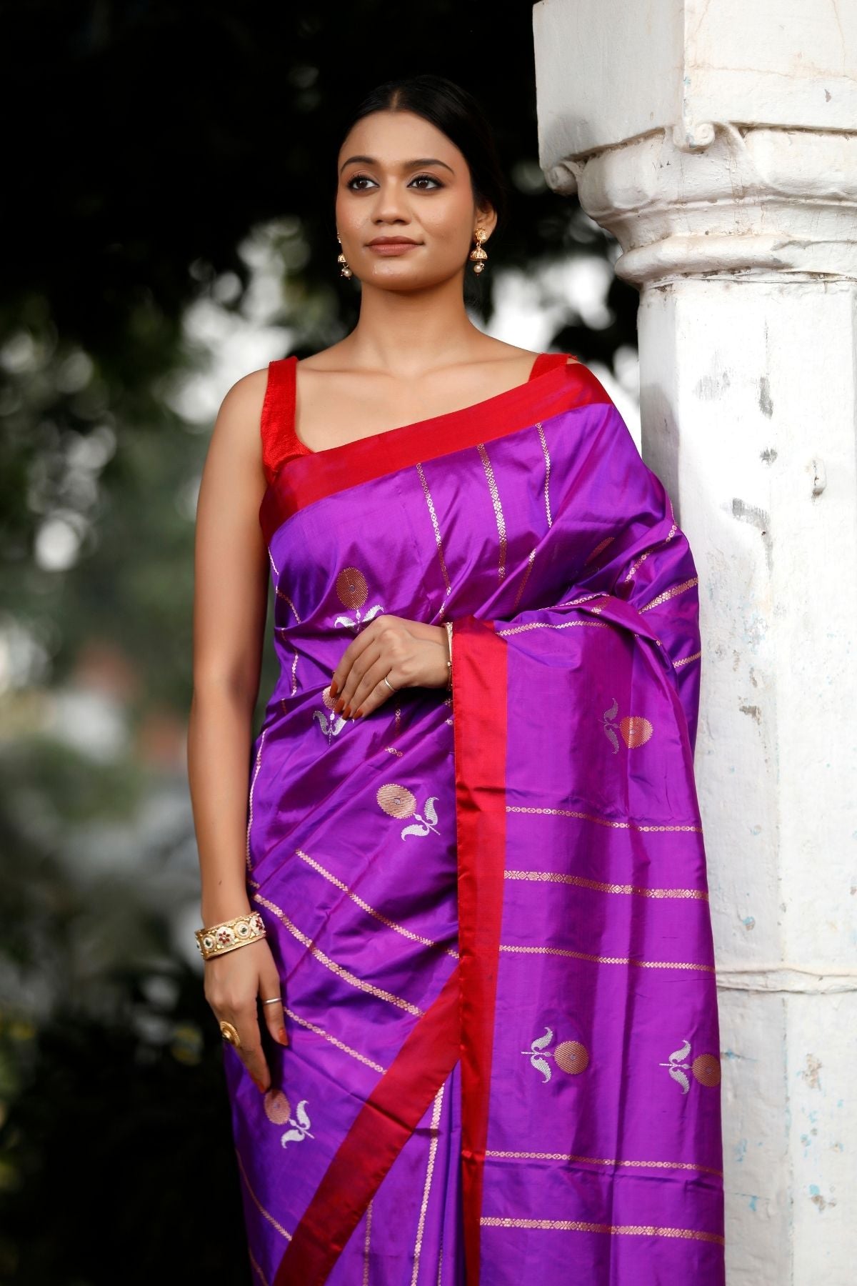 Purple Katan Kadwa Silk Saree