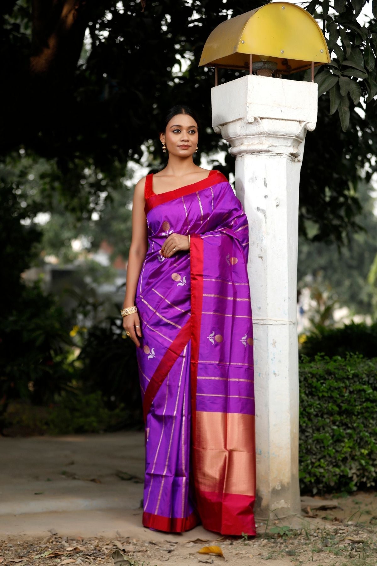 Purple Katan Kadwa Silk Saree