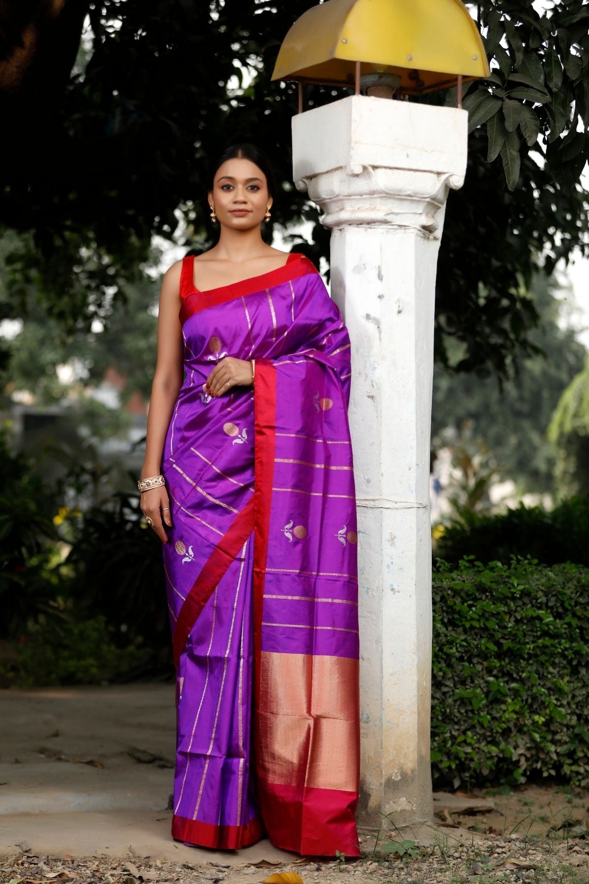 Purple Katan Kadwa Silk Saree