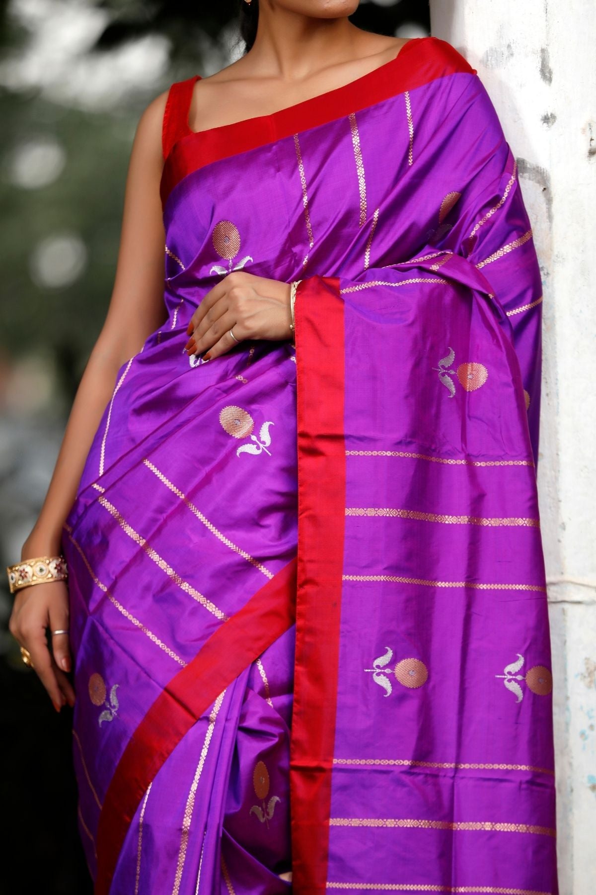 Purple Katan Kadwa Silk Saree