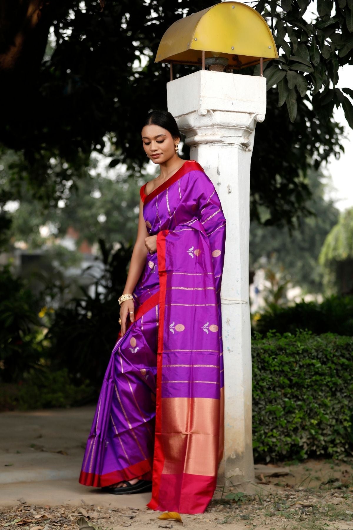 Purple Katan Kadwa Silk Saree