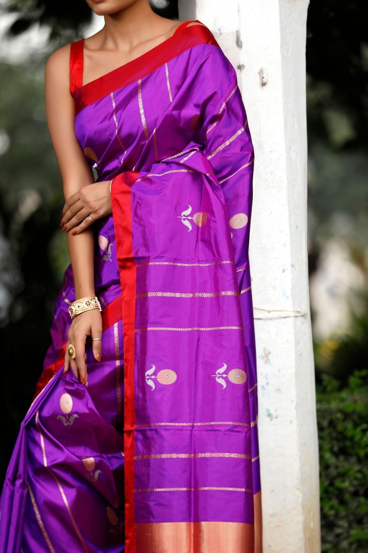 Purple Katan Kadwa Silk Saree