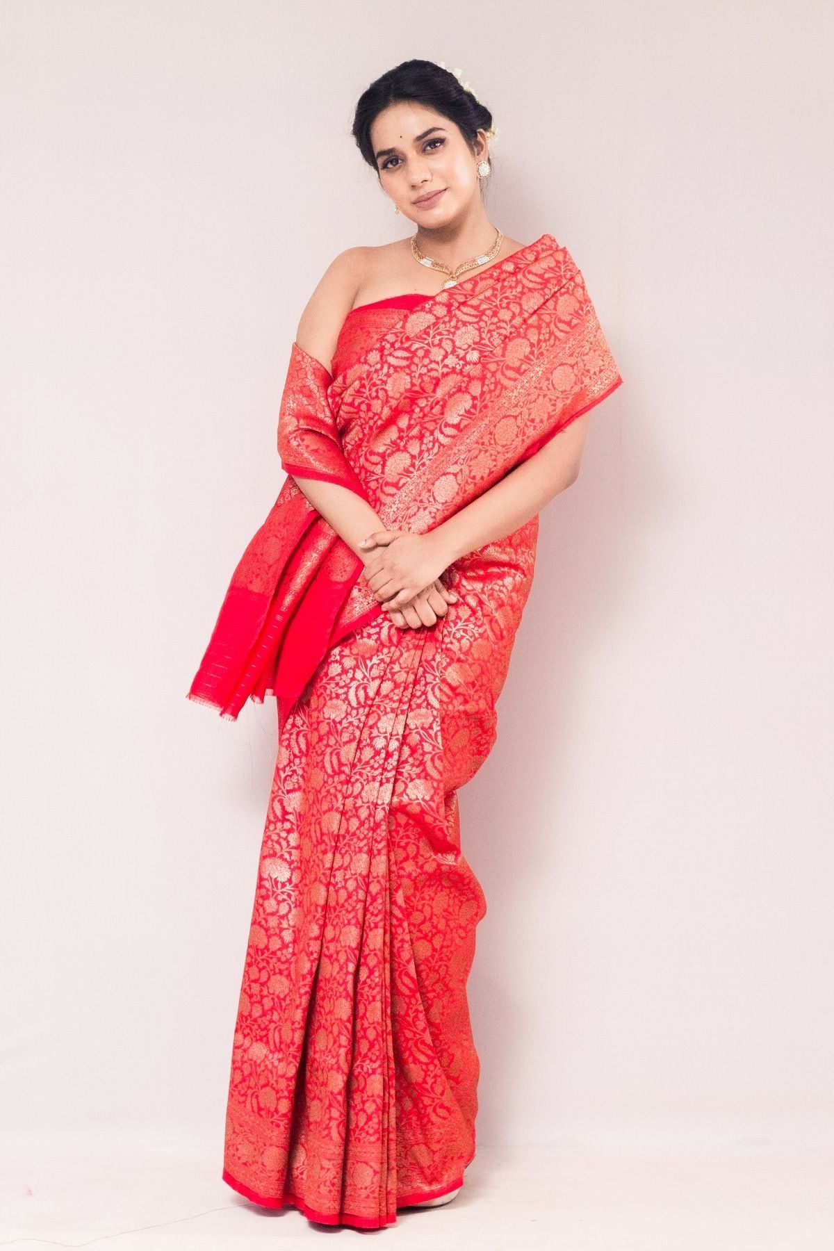 Red Blended Silk Saree