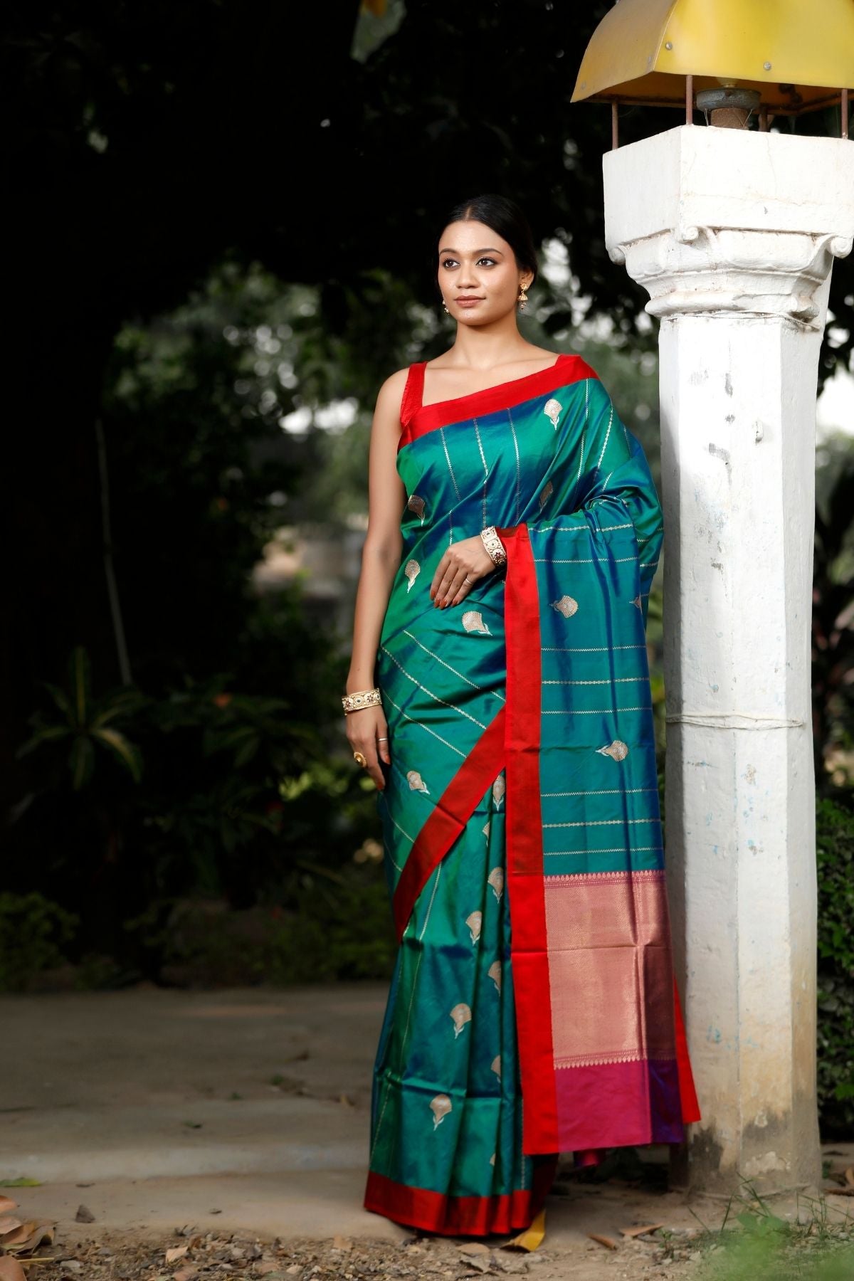 Rama Green Katan Kadwa Silk Saree