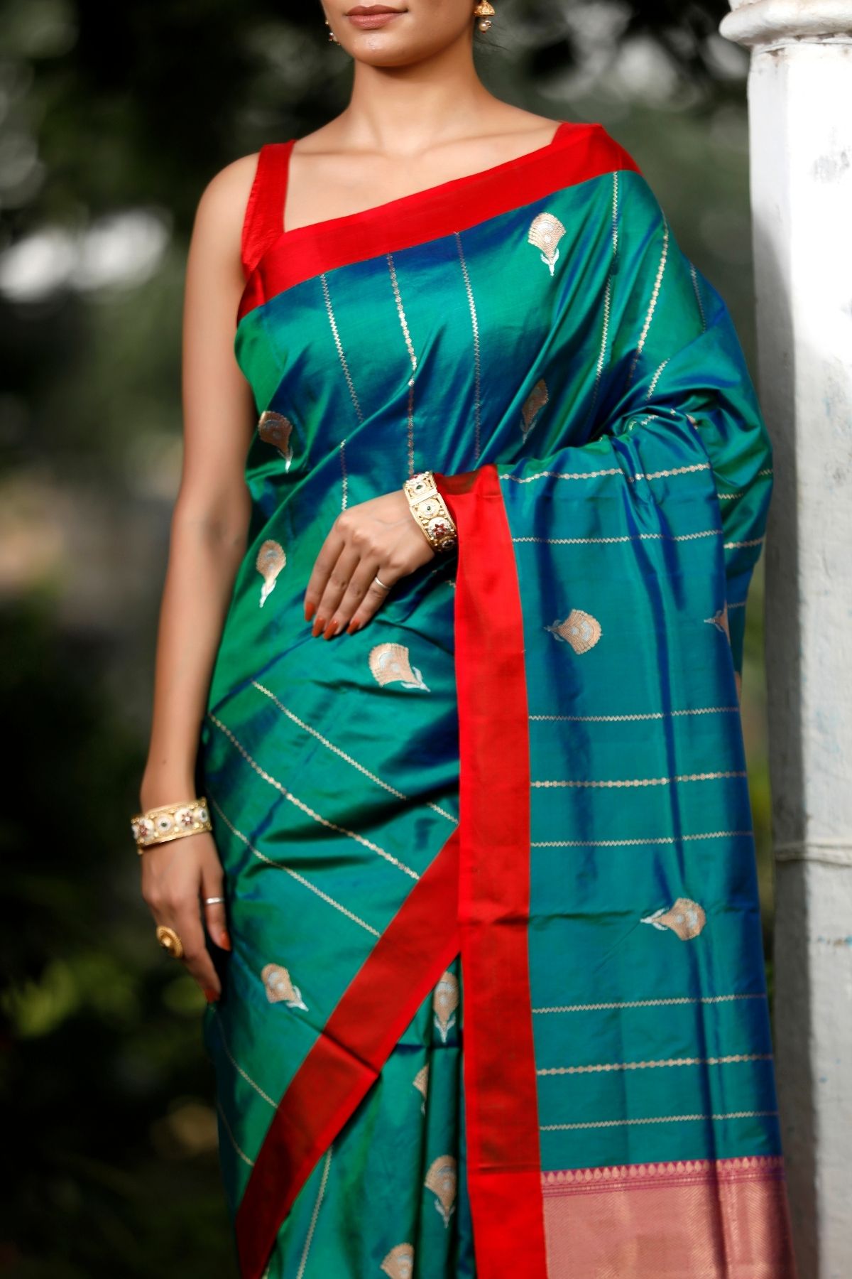 Rama Green Katan Kadwa Silk Saree