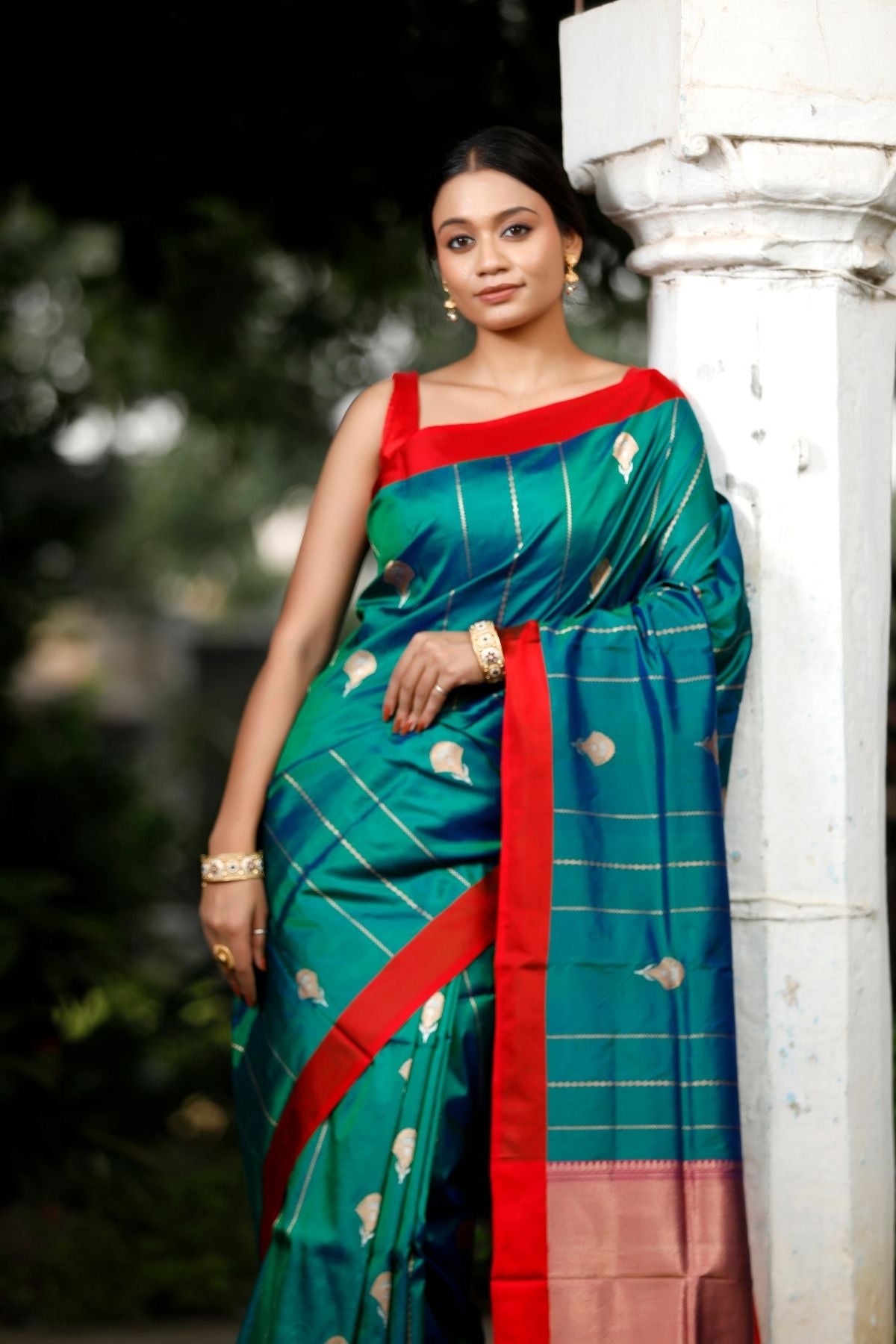 Rama Green Katan Kadwa Silk Saree