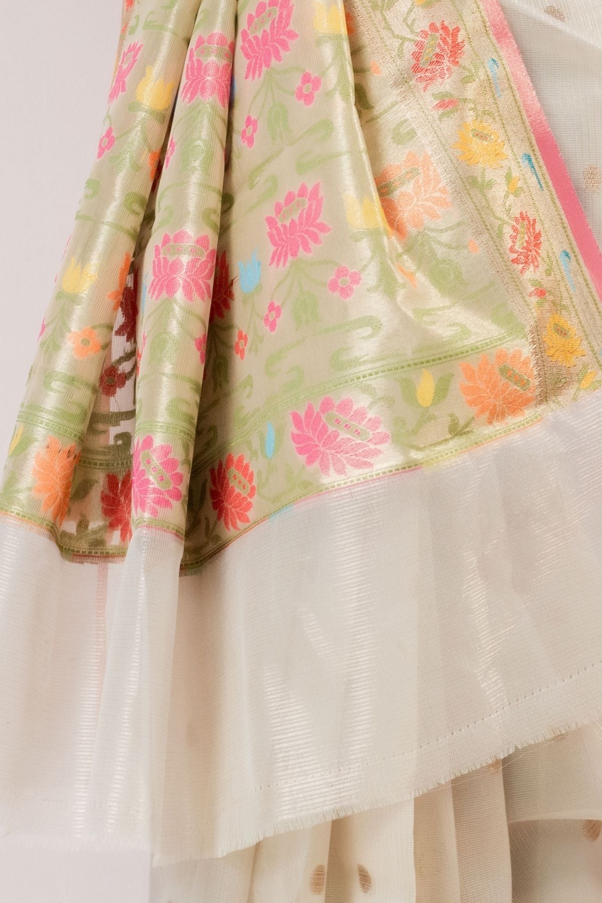 Cream Tissue Paithani Weave Saree