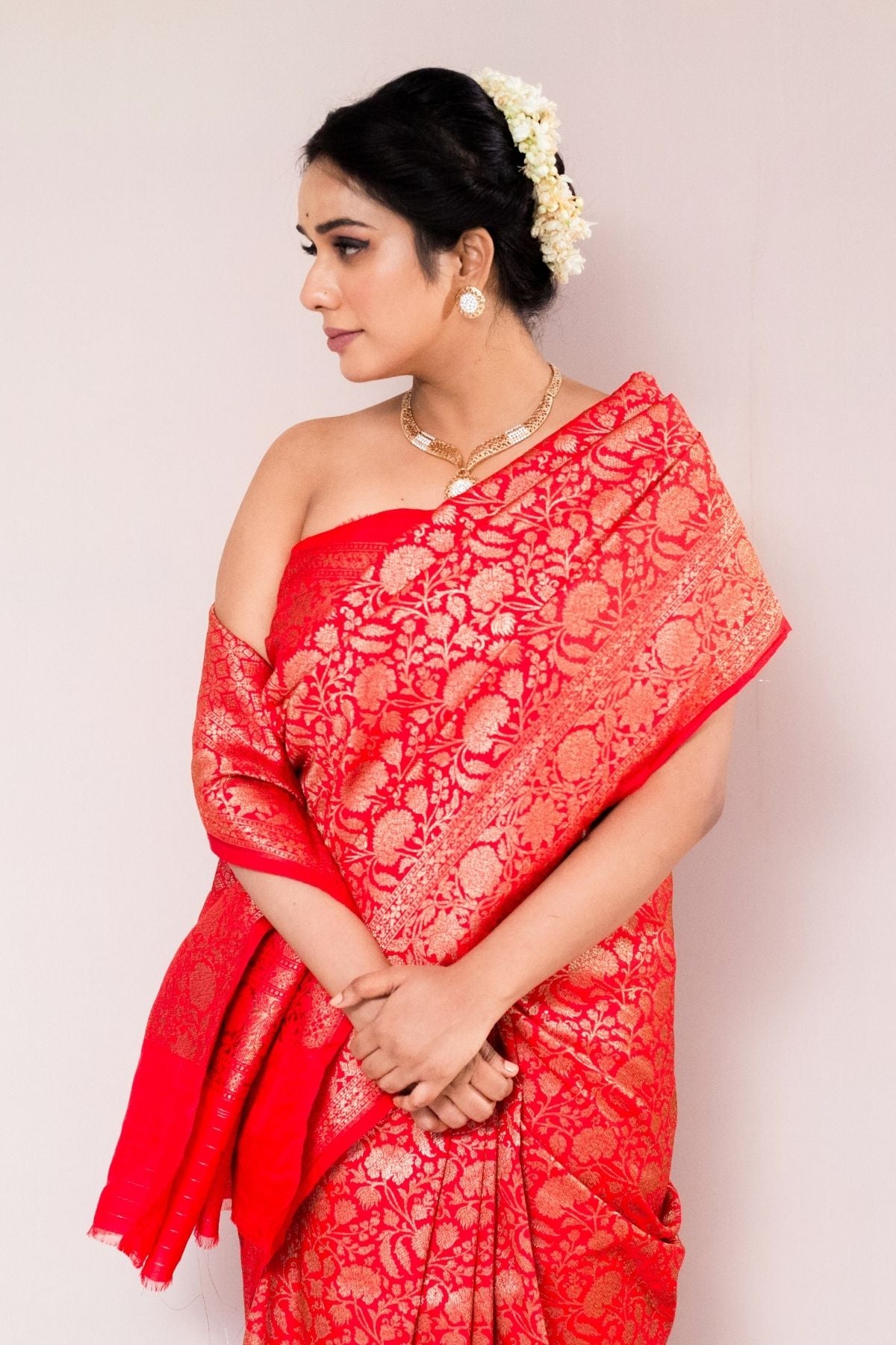Red Blended Silk Saree