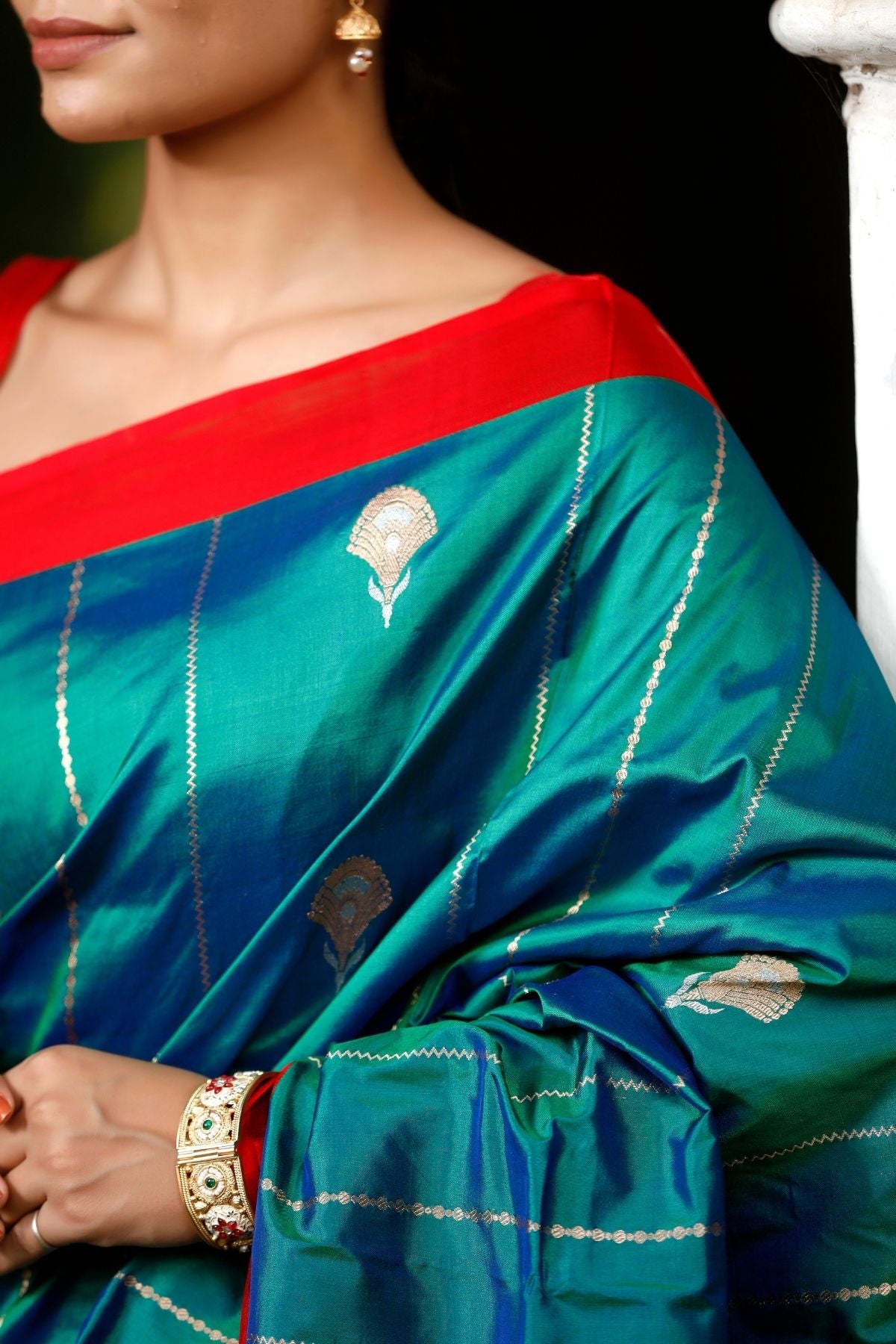 Rama Green Katan Kadwa Silk Saree