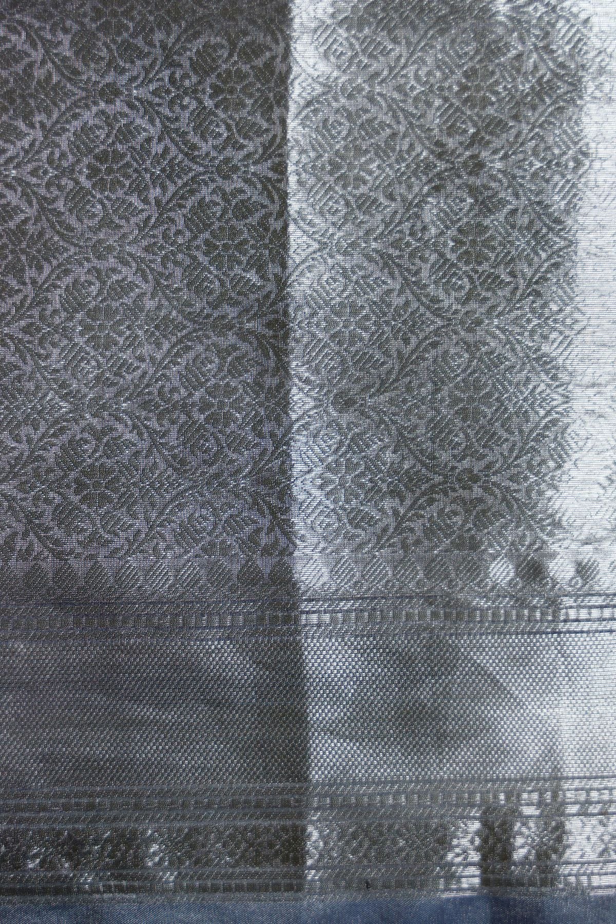 Dusty Blue Silver Tissue Silk Saree