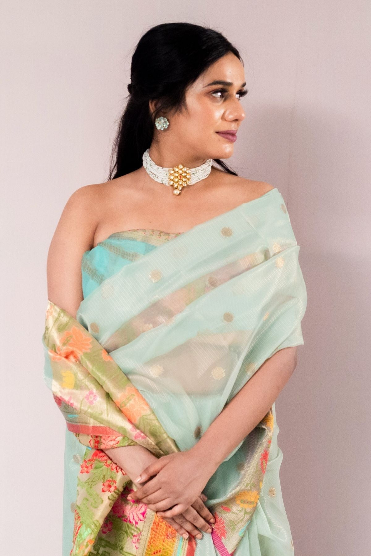 Pista Green Tissue Paithani Weave Saree