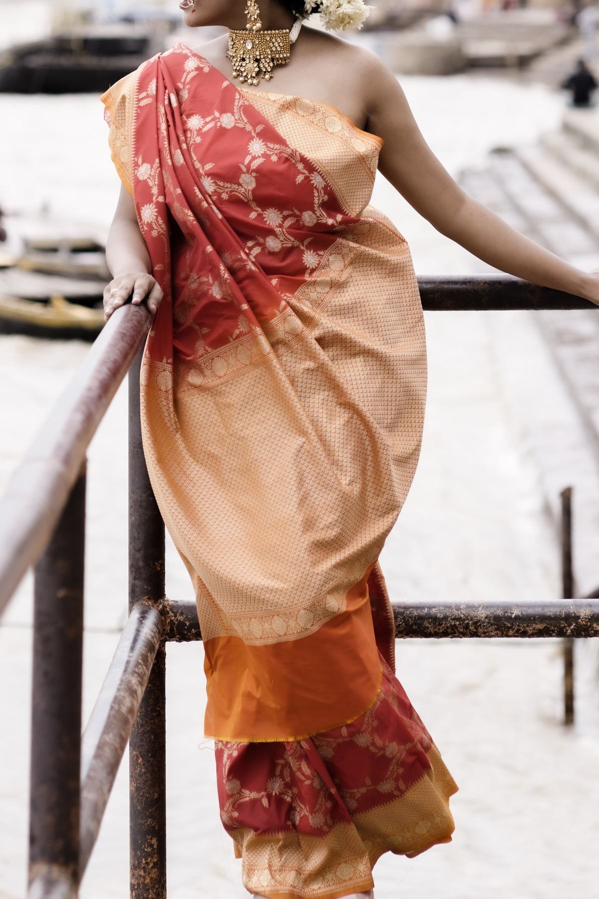 Orange Blended Silk Saree