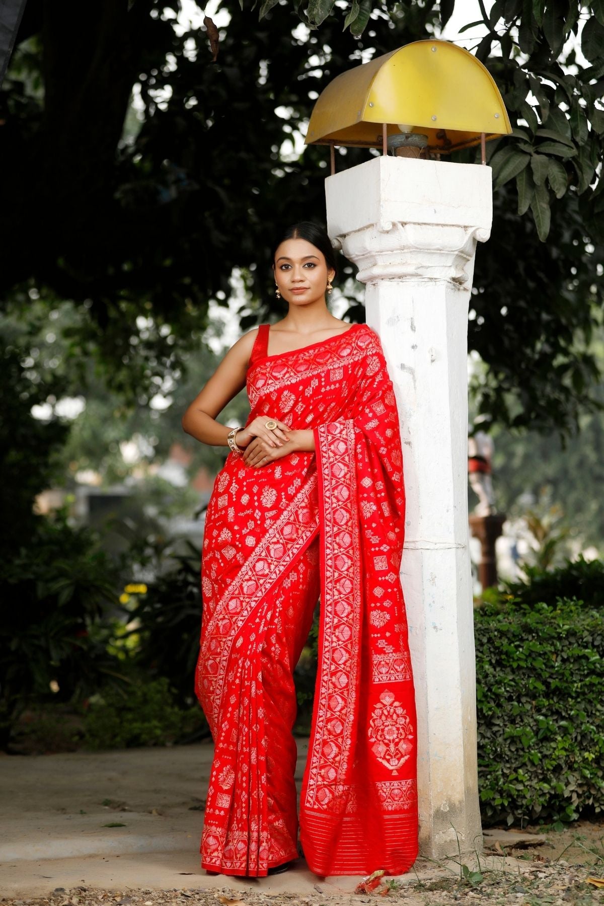 Red Blended Iktara Silk Saree