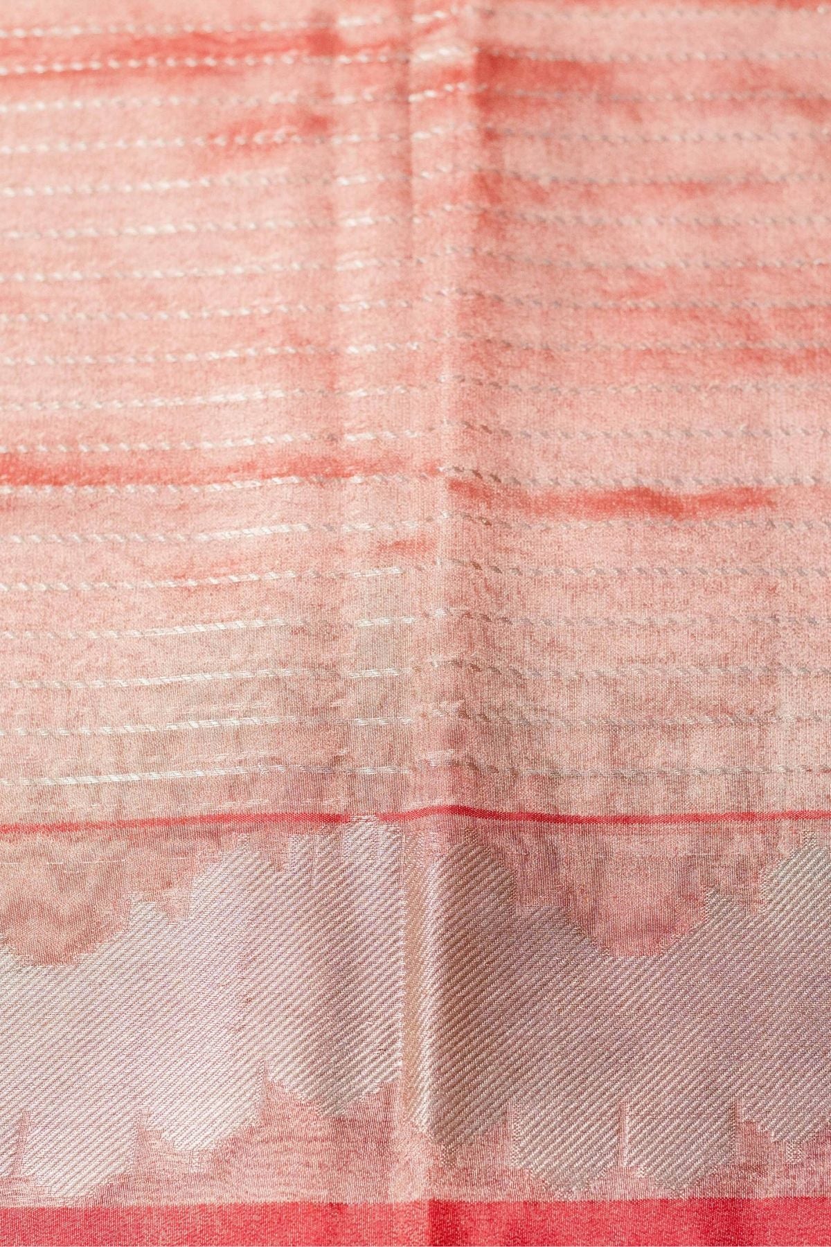 Red Tissue Strip Weave Saree