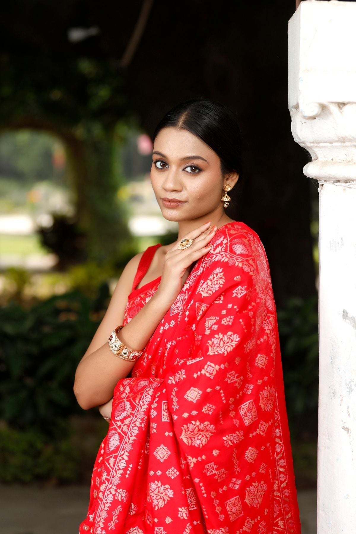 Red Blended Iktara Silk Saree