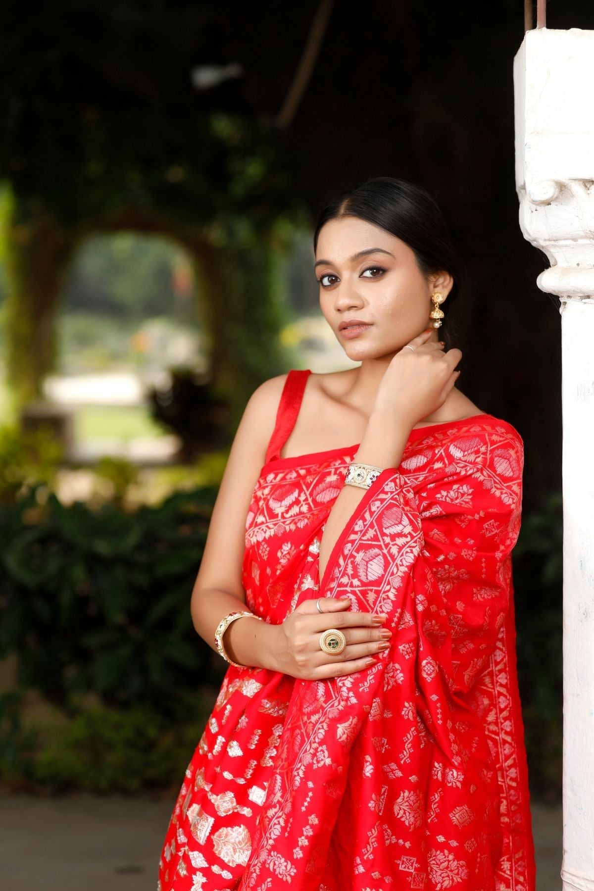 Red Blended Iktara Silk Saree
