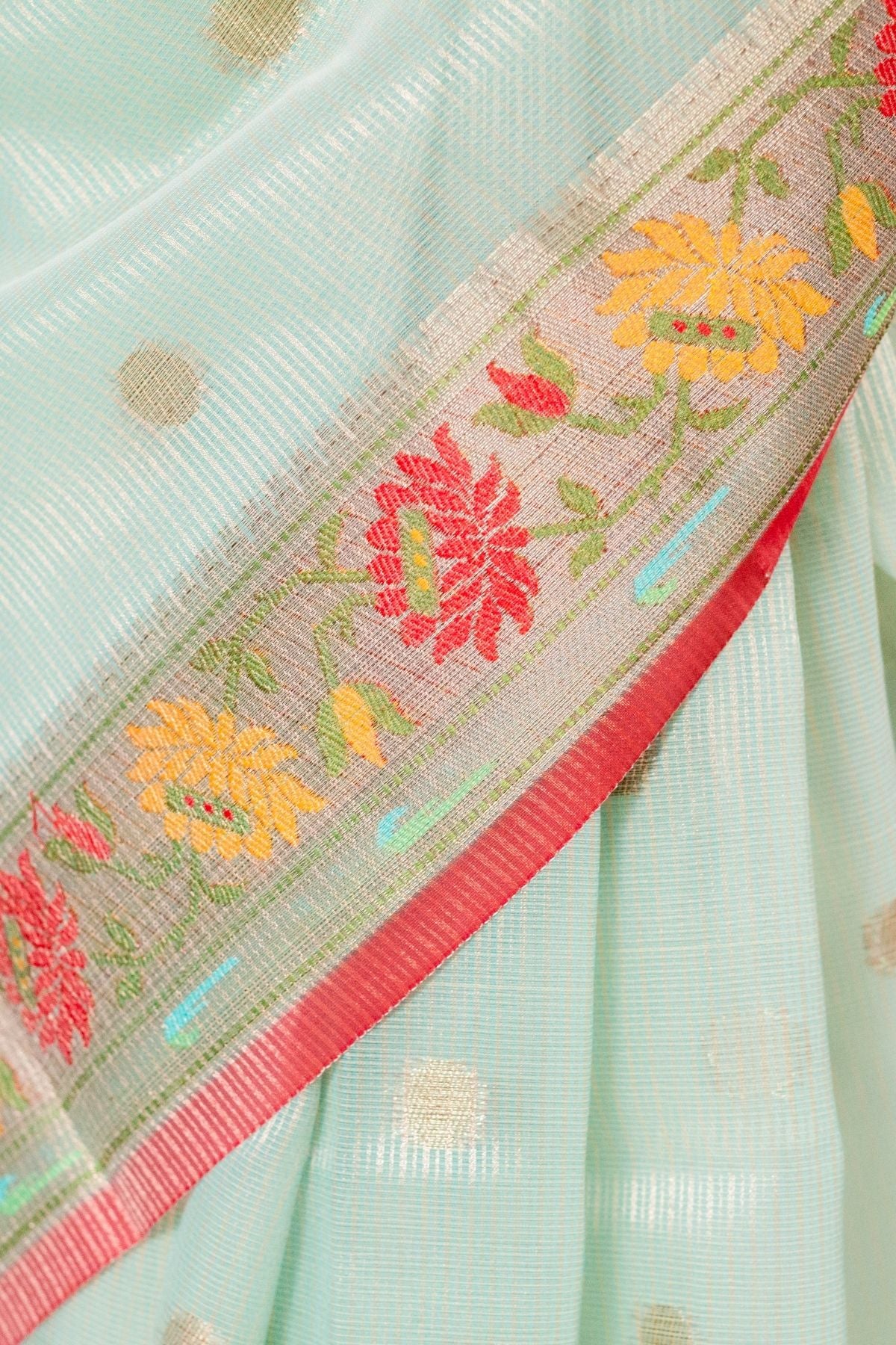 Pista Green Tissue Paithani Weave Saree