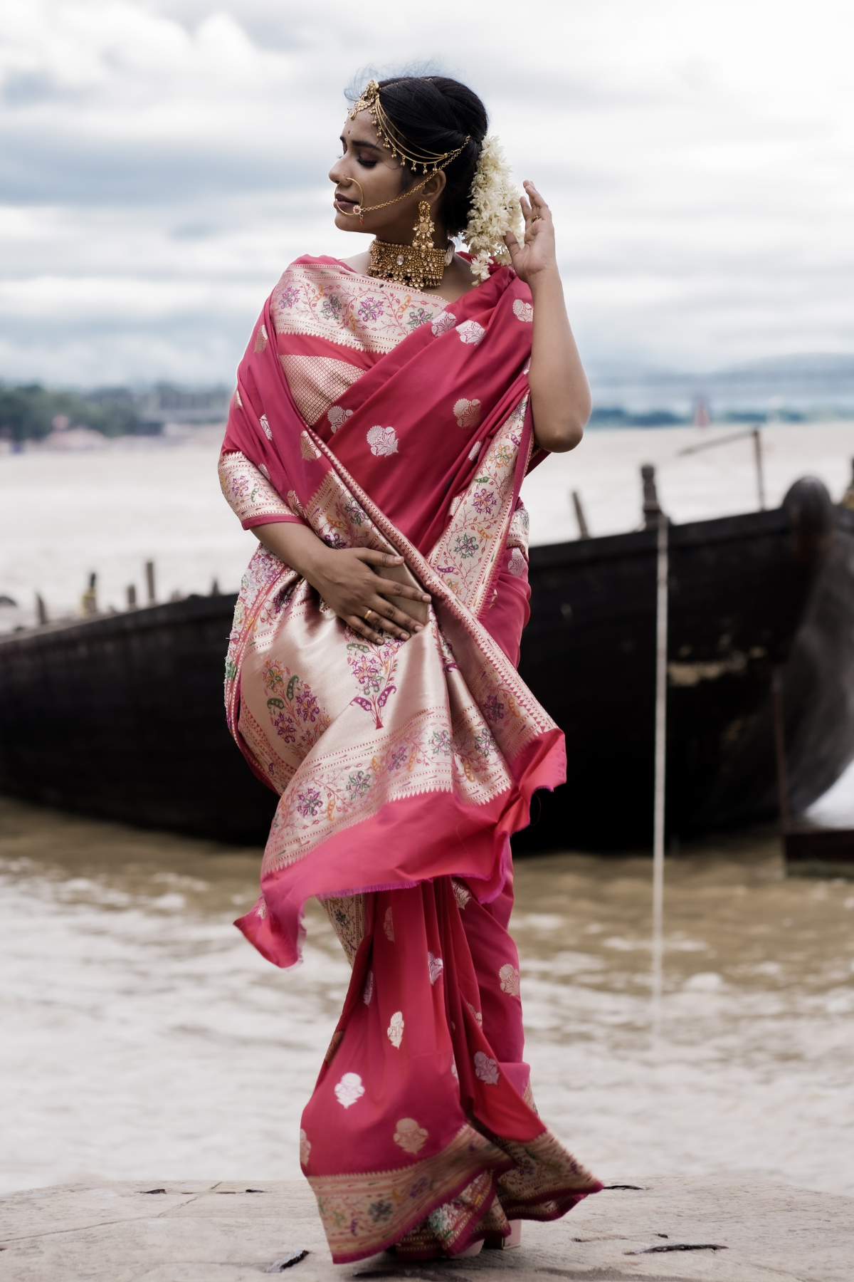 Fuchsia Pink Blended Silk Saree
