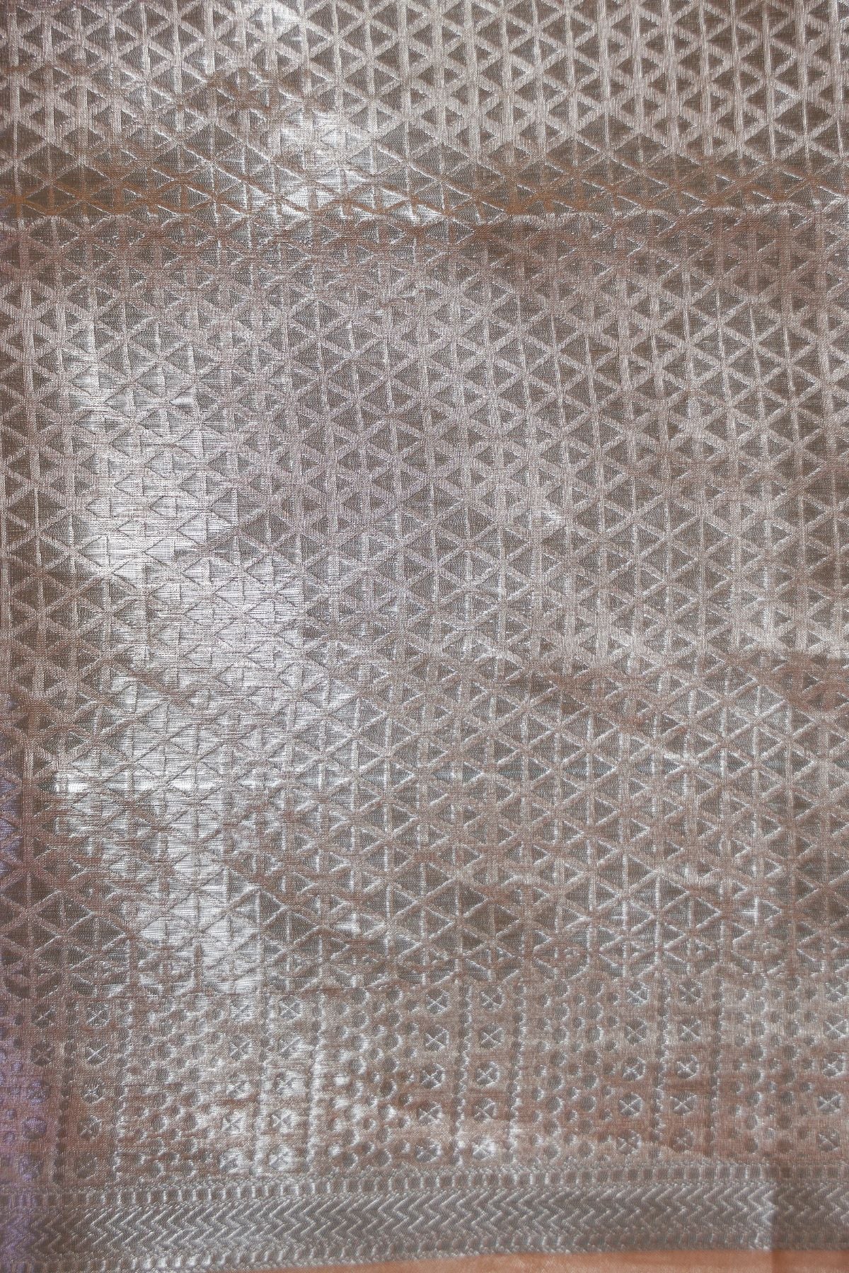 Peach Brocade Tissue Silk Saree