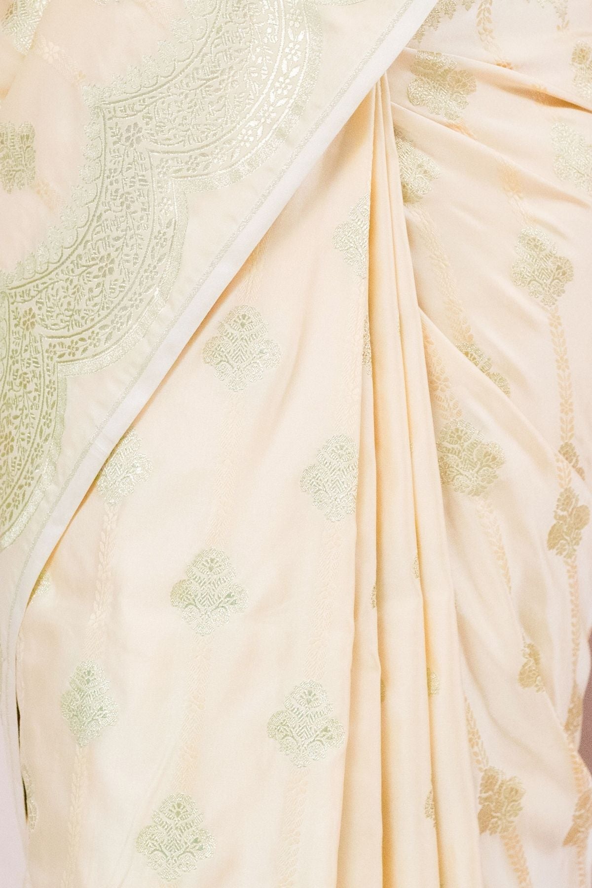 Cream Mushroo Silk Saree