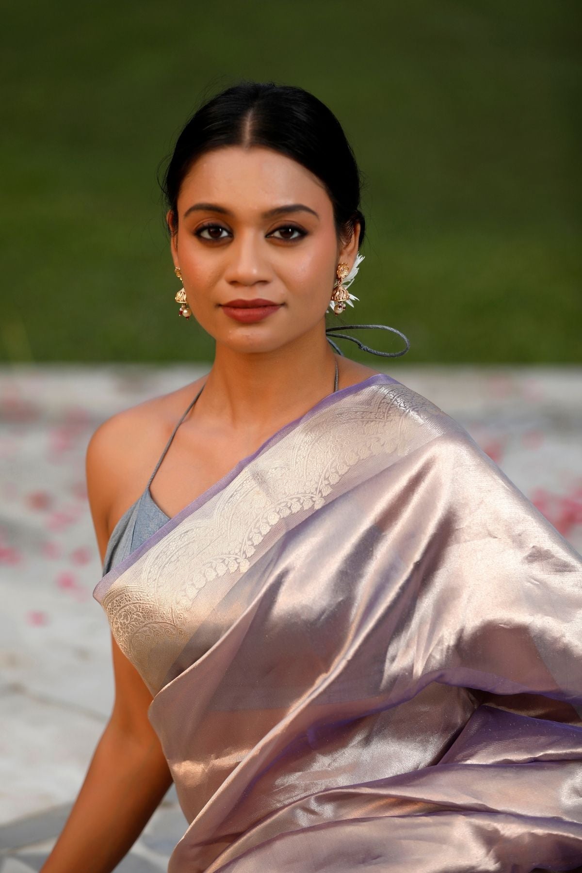 Mauve Silver Tissue Silk Saree