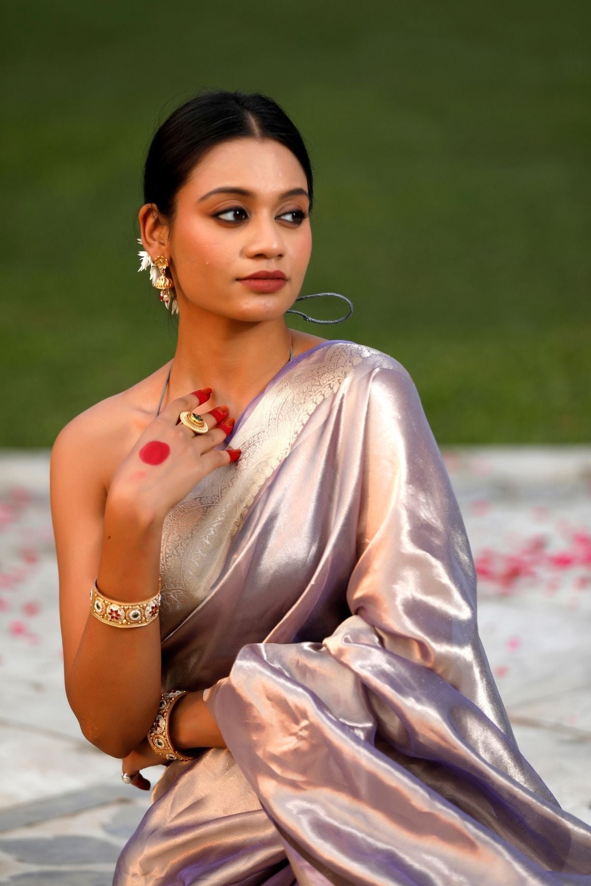 Mauve Silver Tissue Silk Saree