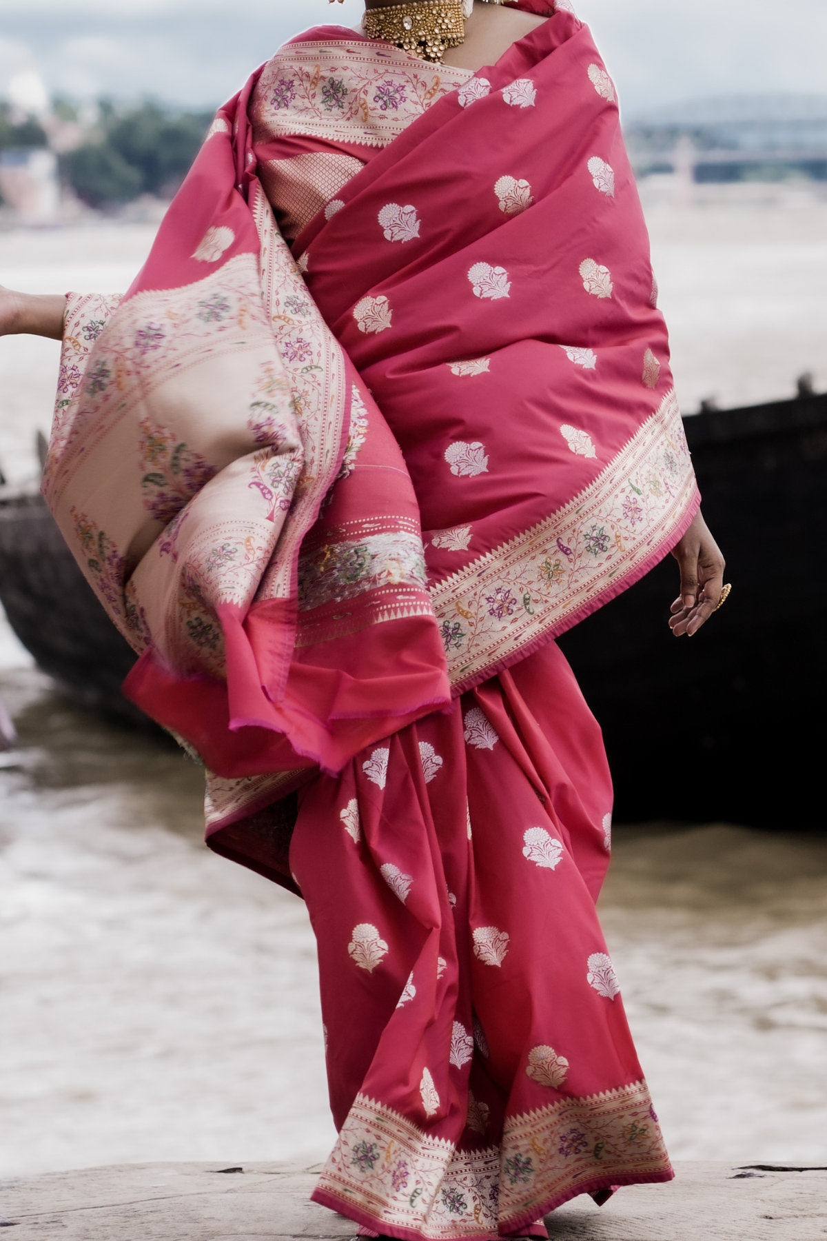 Fuchsia Pink Blended Silk Saree