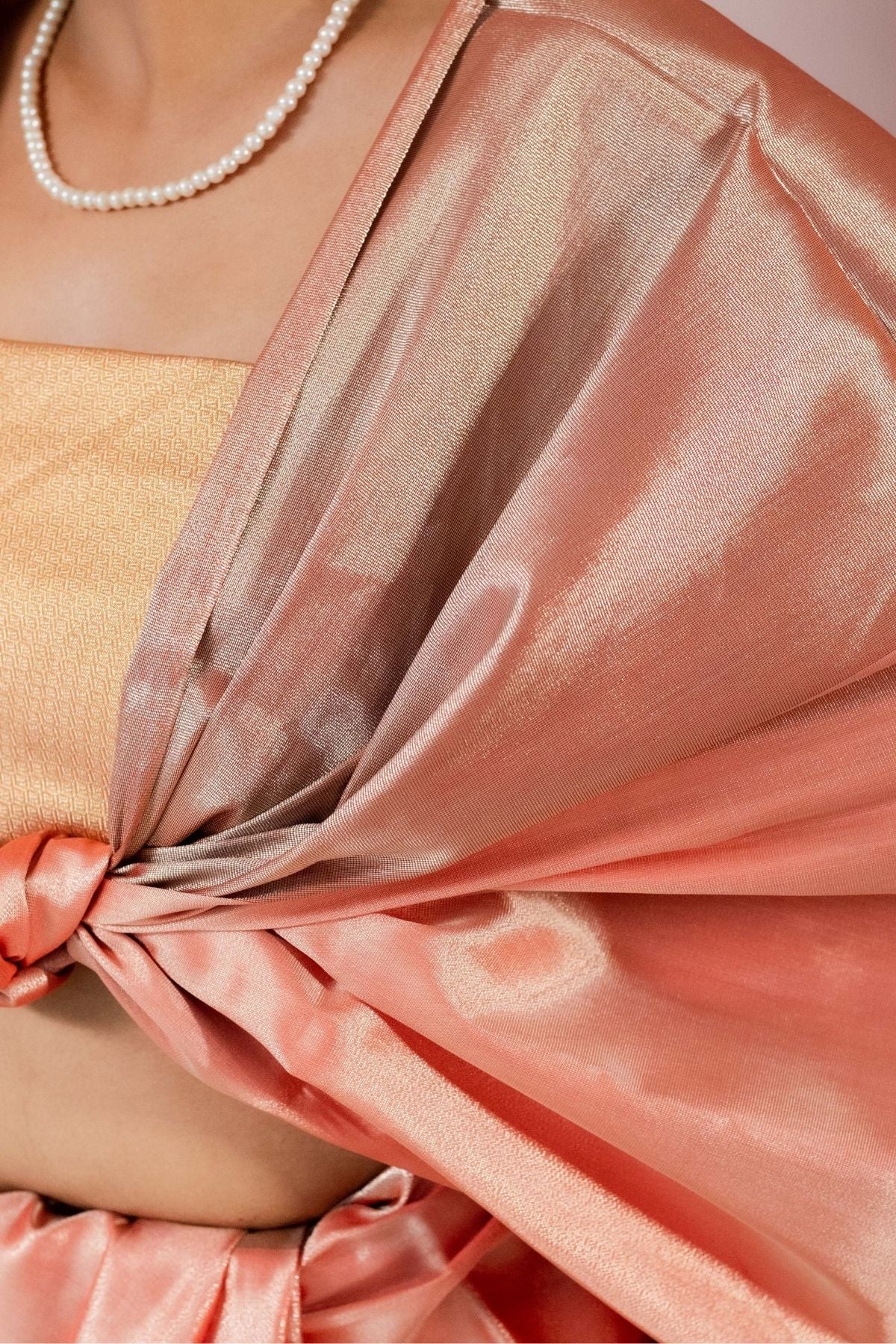 Light Orange Plain Tissue Saree