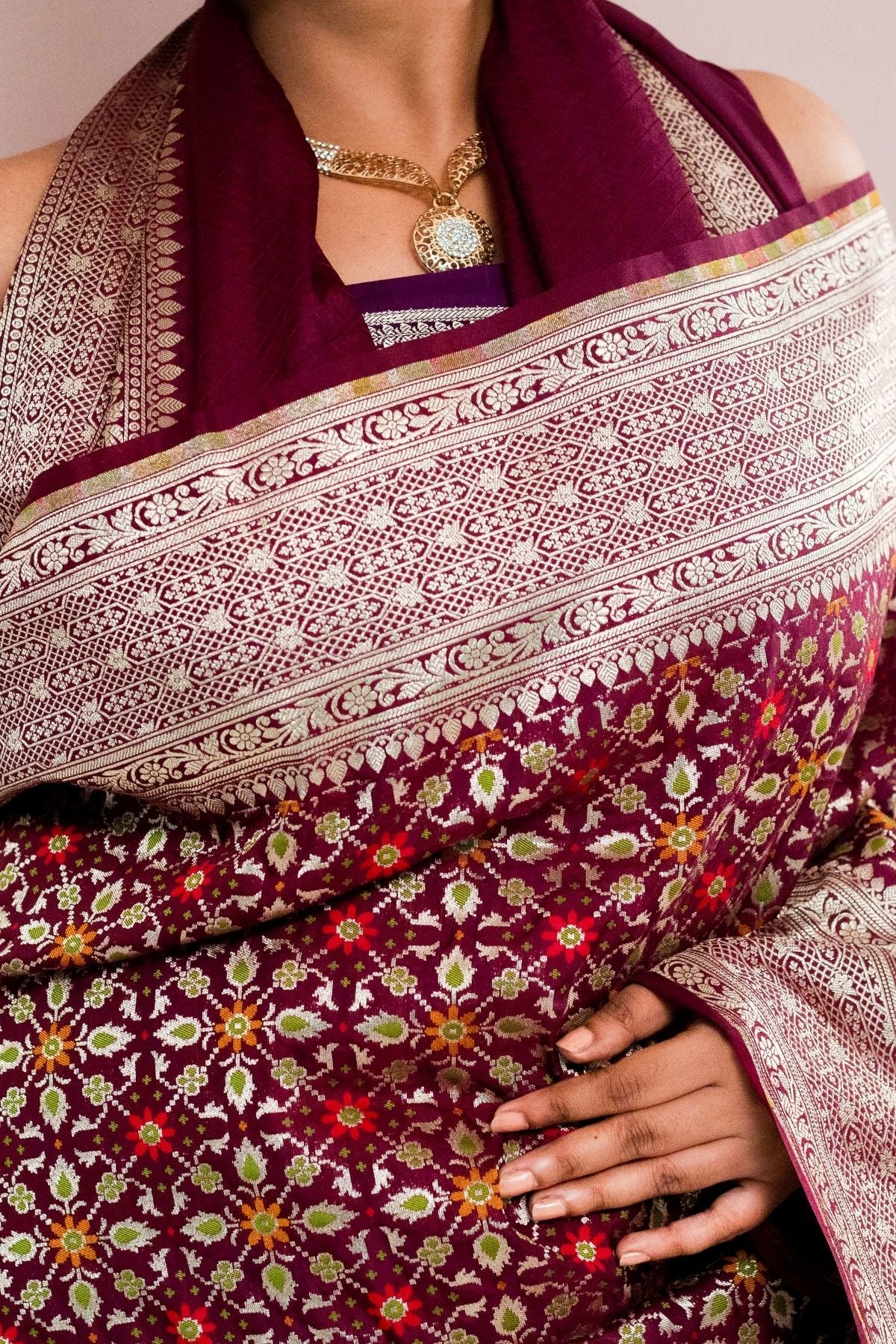 Wine Blended Silk Saree