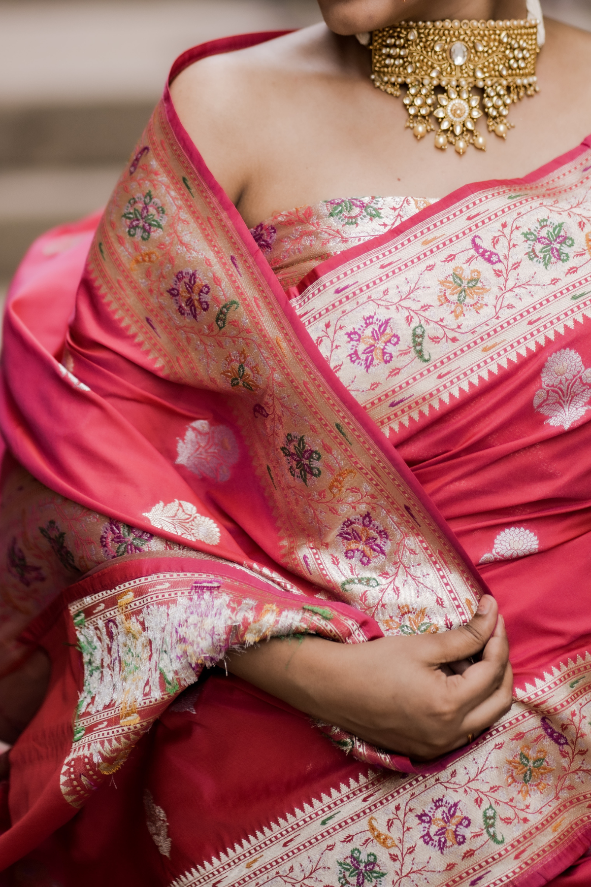 Fuchsia Pink Blended Silk Saree