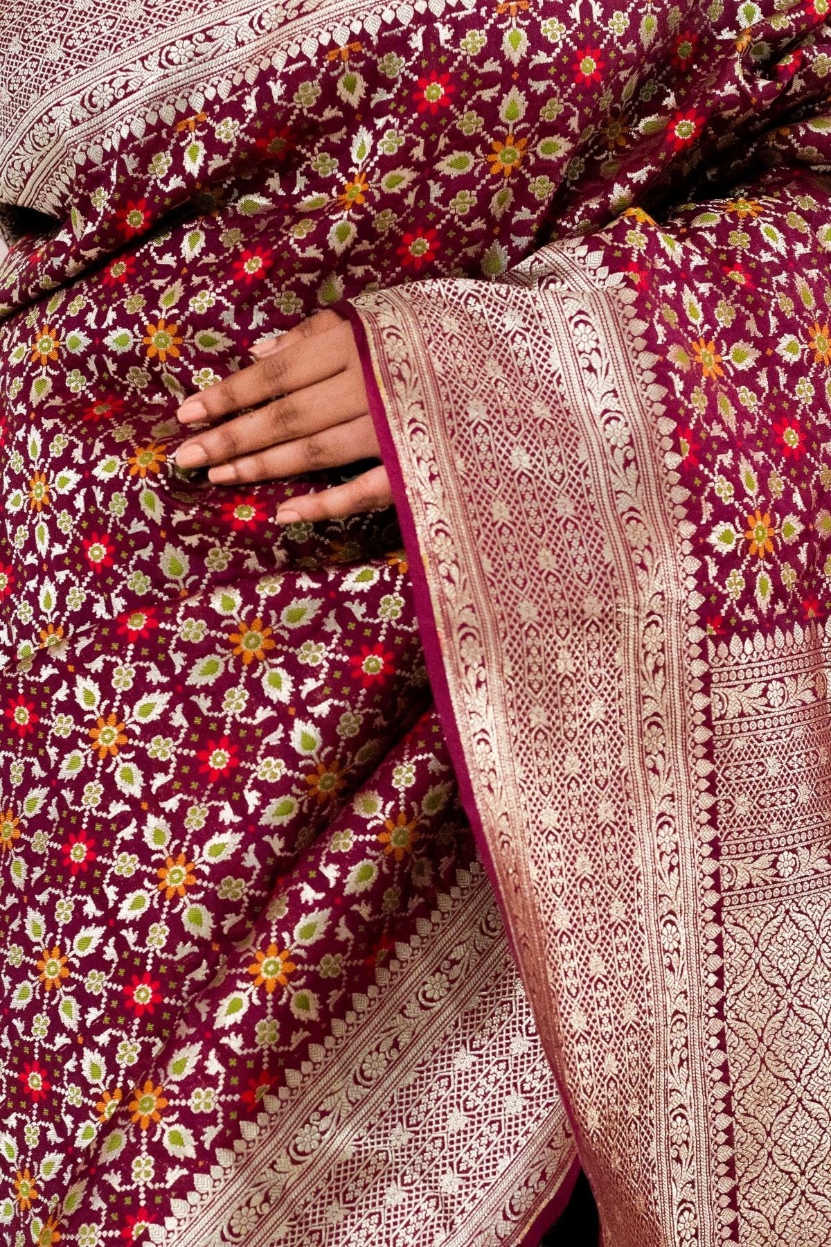 Wine Blended Silk Saree