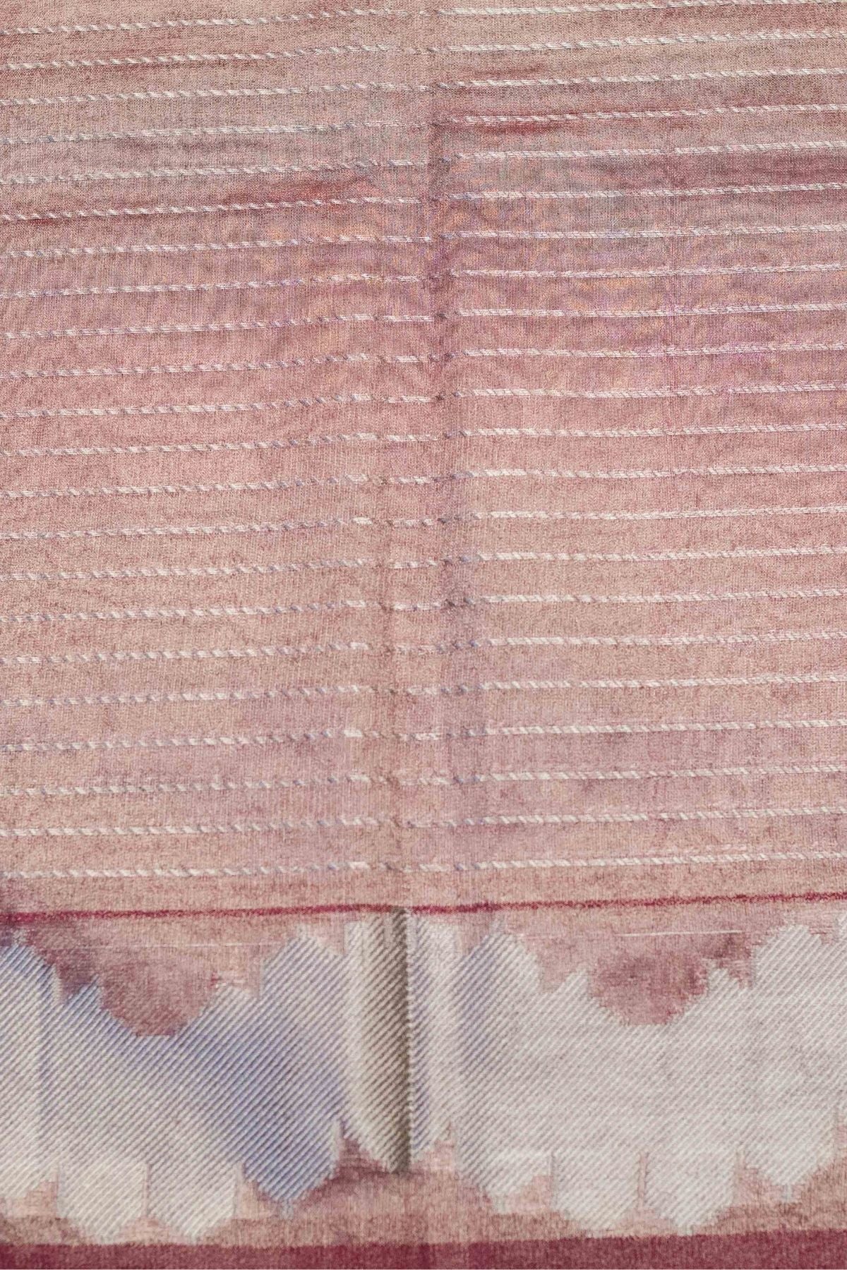 Wine Tissue strip Weave Saree