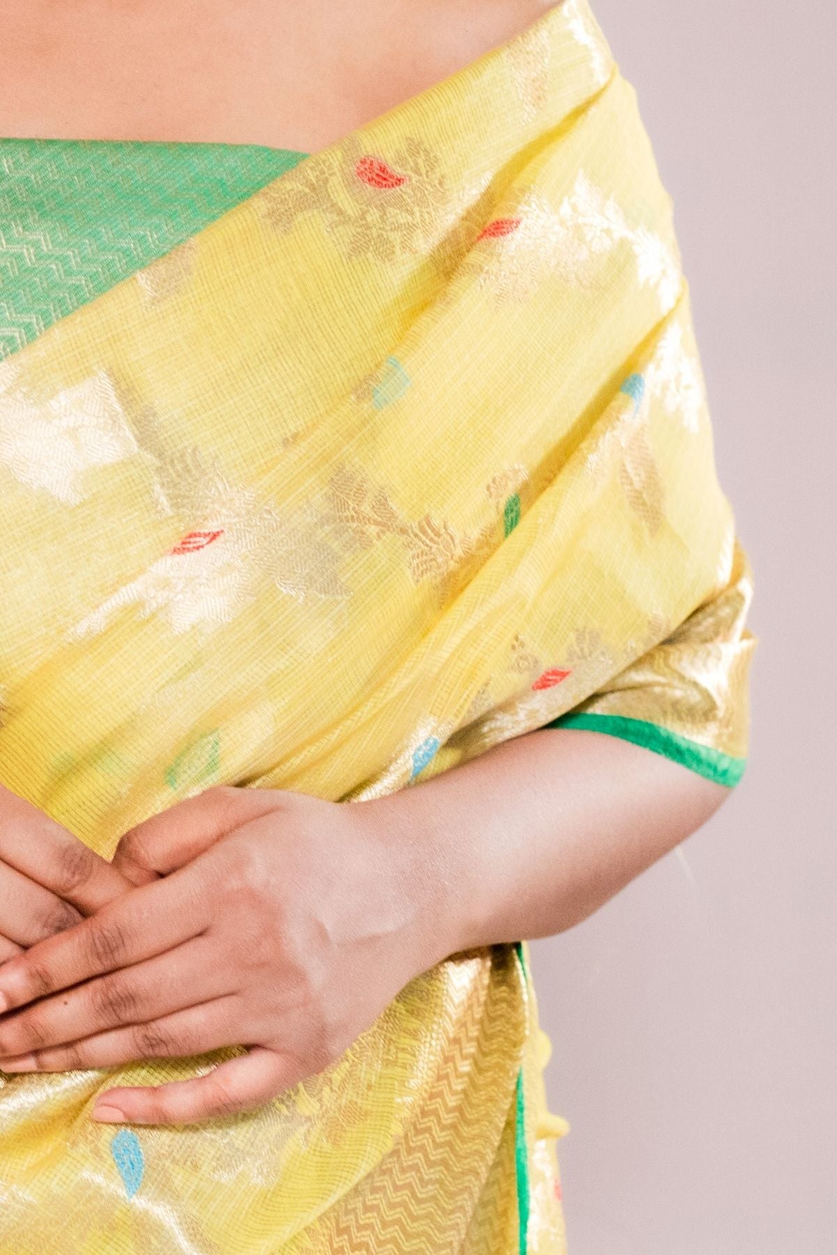Yellow Tissue Weave Saree
