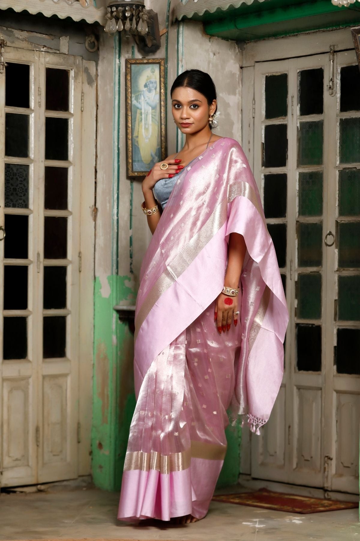 Pink Tissue Silk Saree