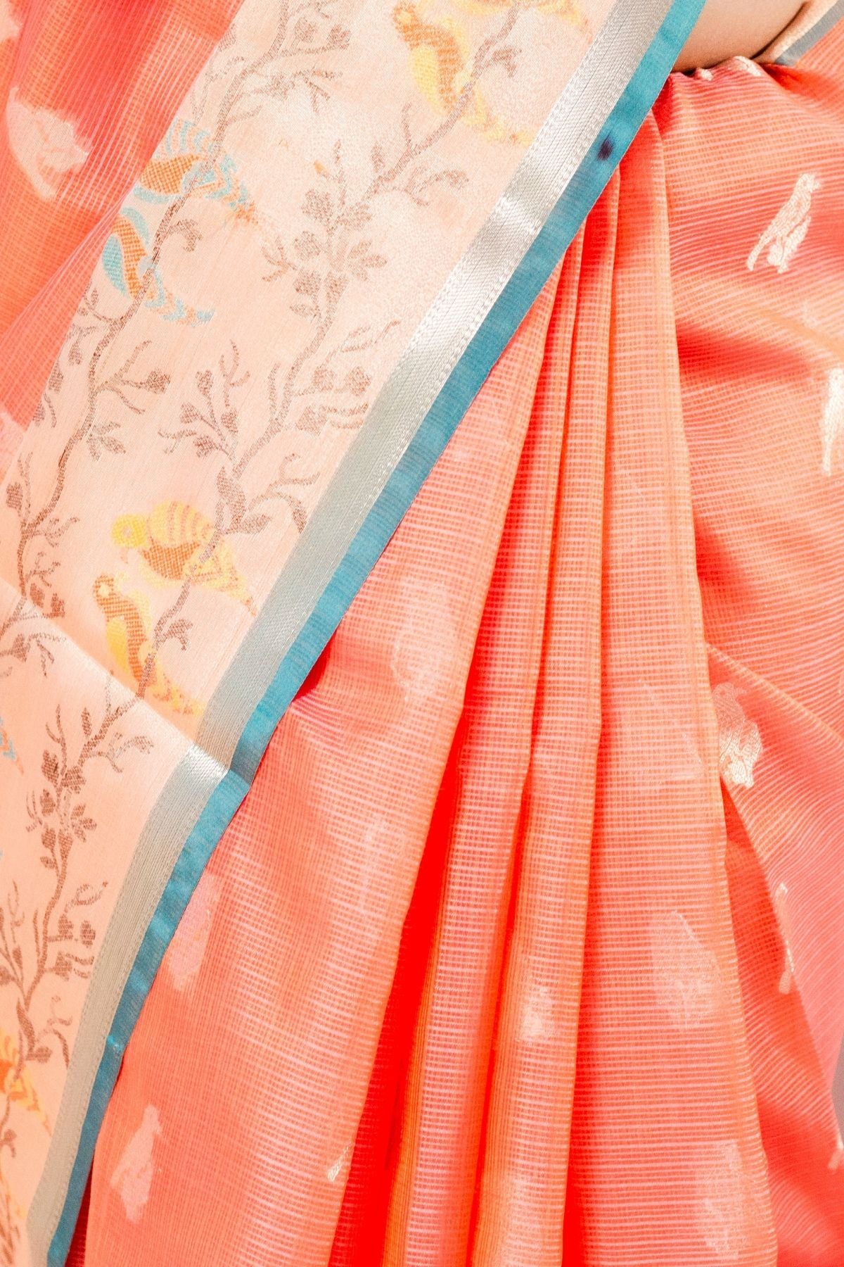 Orange Tissue Weave Saree