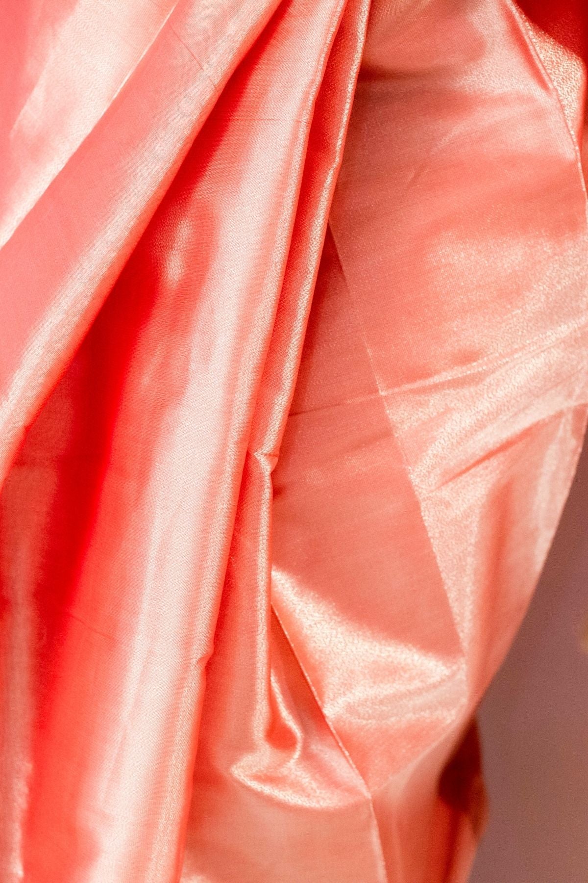 Light Orange Plain Tissue Saree