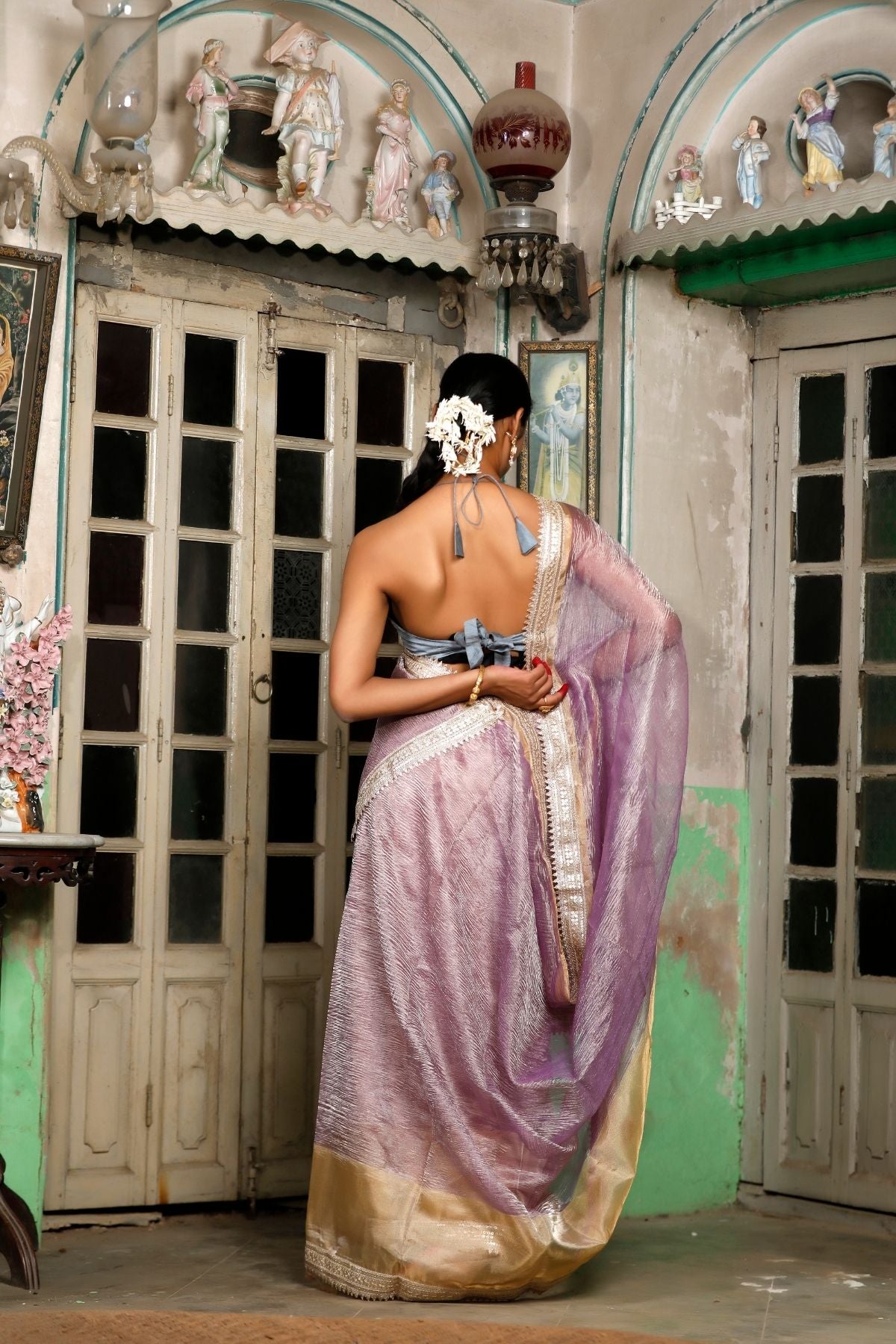 Mauve Crush Tissue Silk Saree